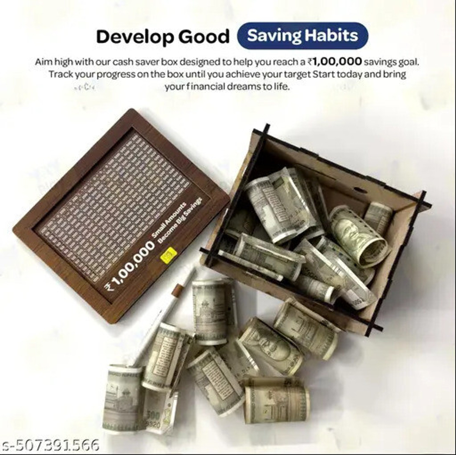 Image of HOOTZILLA Piggy Bank, Money Bank Savings Plan Wooden Money Box with Counter Rs 100000 Coin Bank