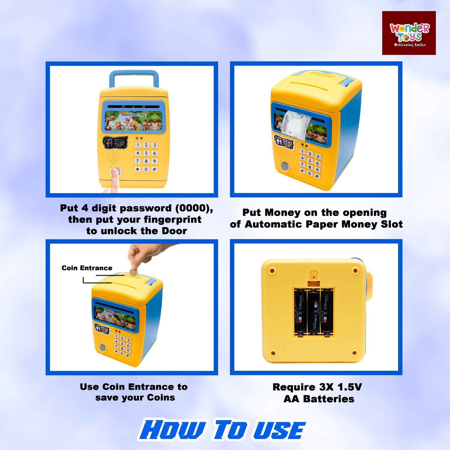 Image of Wonder ATM Money Bank for Kids with Fingerprint Lock | Piggy Bank with Sound & Music Coin Bank