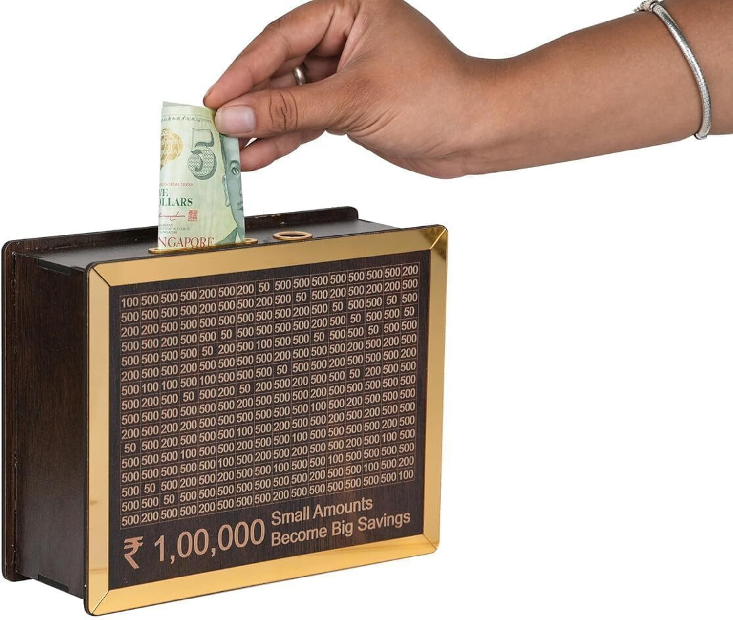Image of KTDANKHARA Foldable Wooden Coin Bank | Portable Money Saving Box for Kids & Adults Cash Box