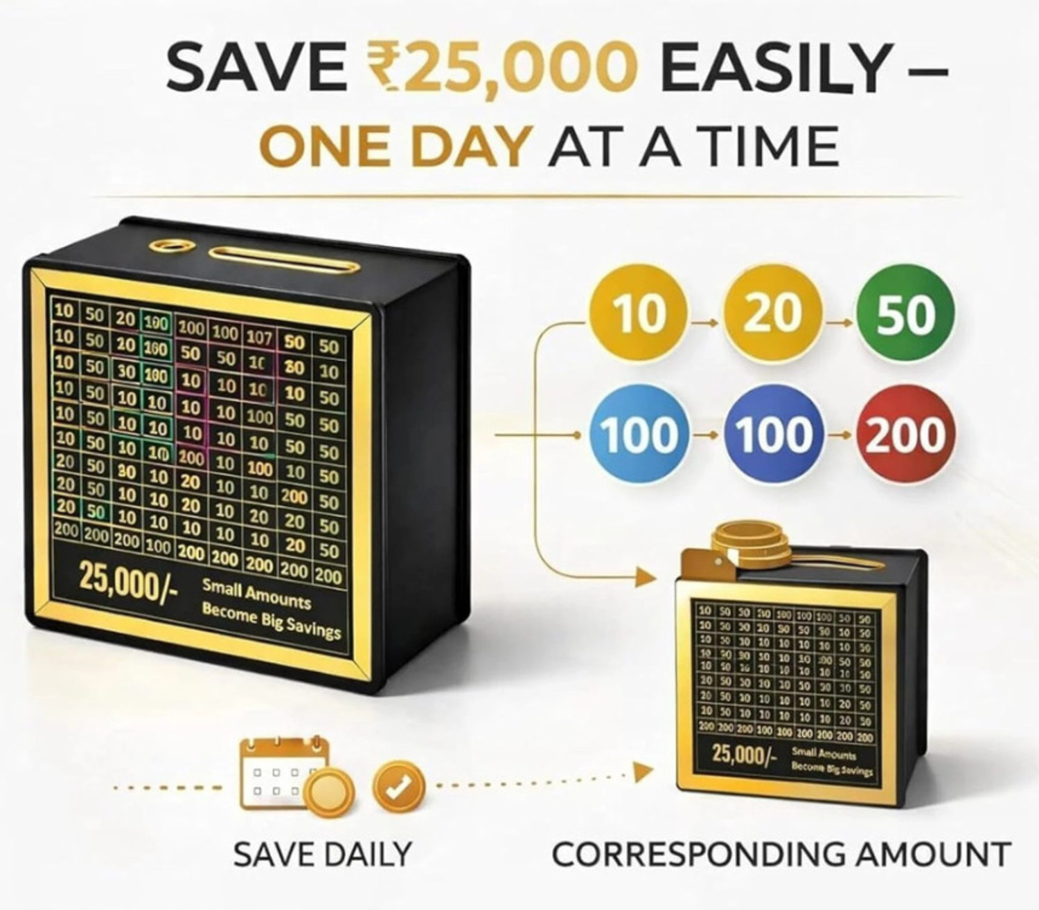 Image of COINCASTLE 25,000 Savings Challenge Wooden Money Bank Box Cash Box