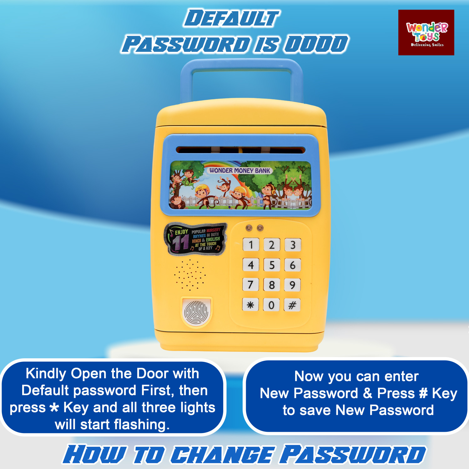 Image of Wonder ATM Money Bank for Kids with Fingerprint Lock | Piggy Bank with Sound & Music Coin Bank