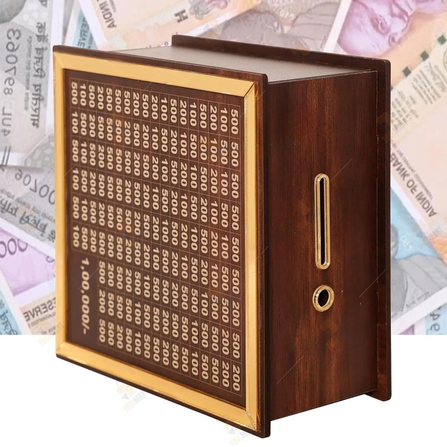 Image of Kindly Money Saving Box 100000 Rupees Saving Challenge Box | Wooden Money Saver Box Coin Bank