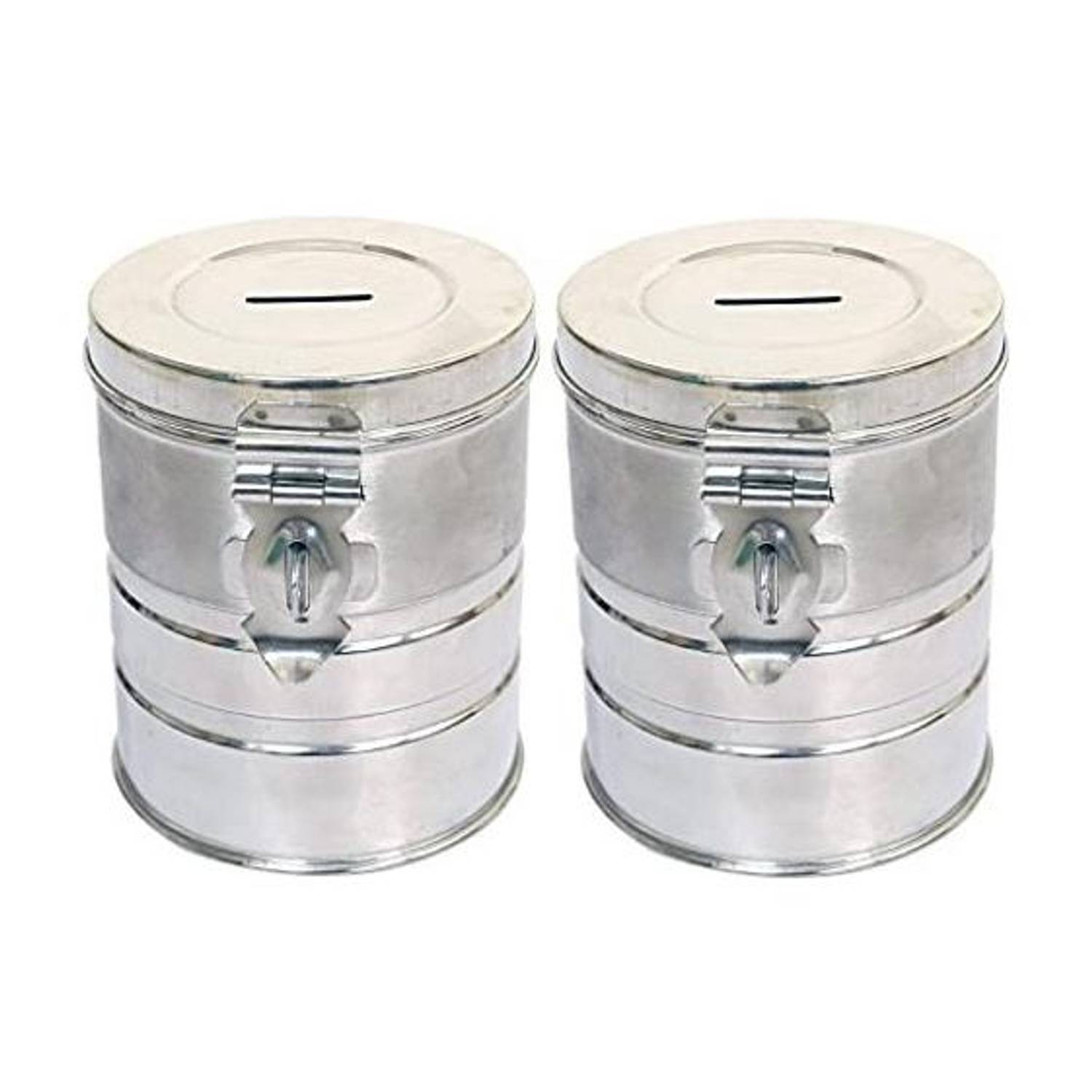 Altron Pack Of 2Pcs Premium Stainless Steel Round Money Bank For Kids | Piggy Bank | Coin Bank