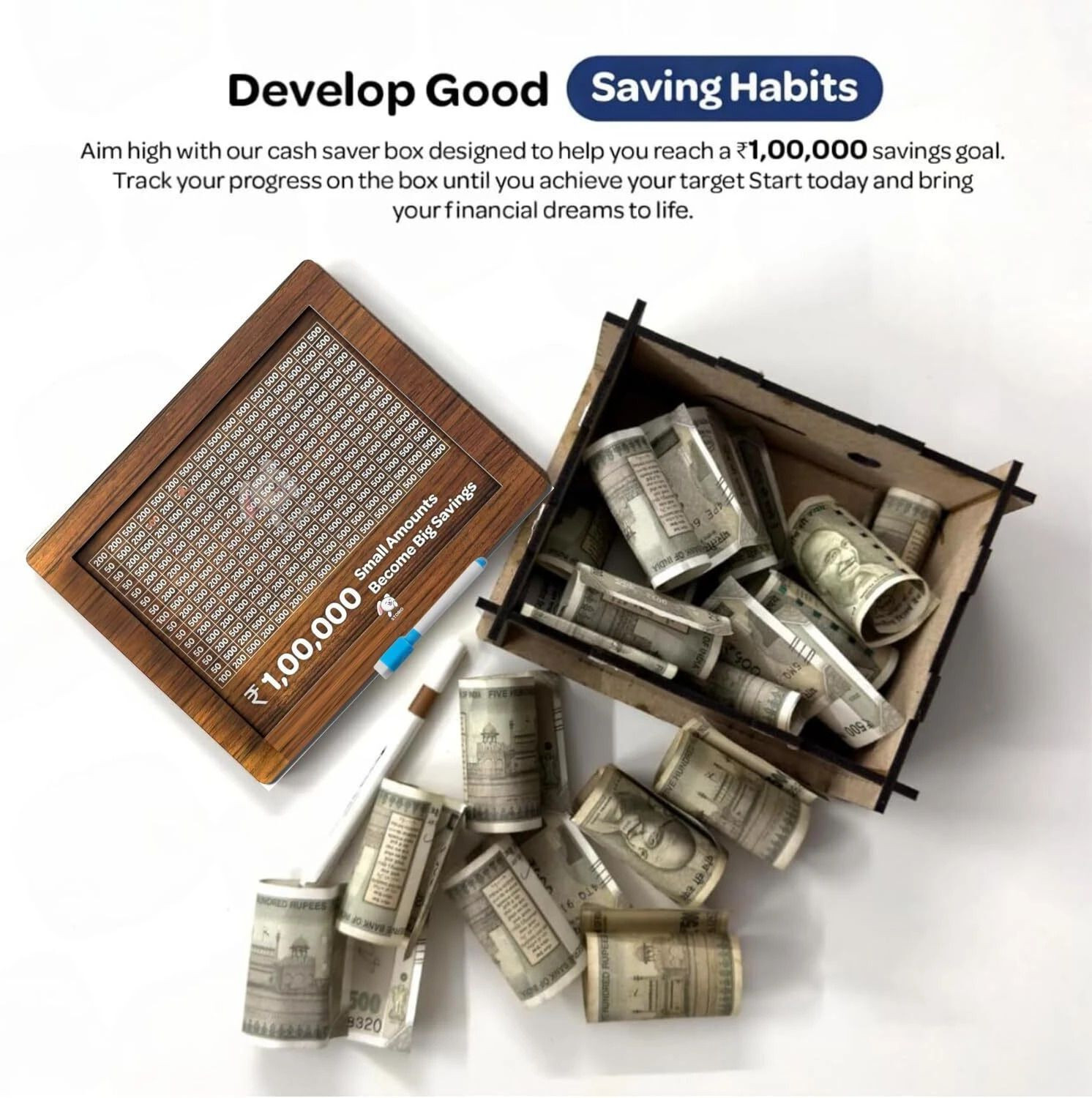 Image of GD Kraft Gullak Wooden Money Saver Box Wooden Money Bank 100000 Piggy Bank Coin Bank