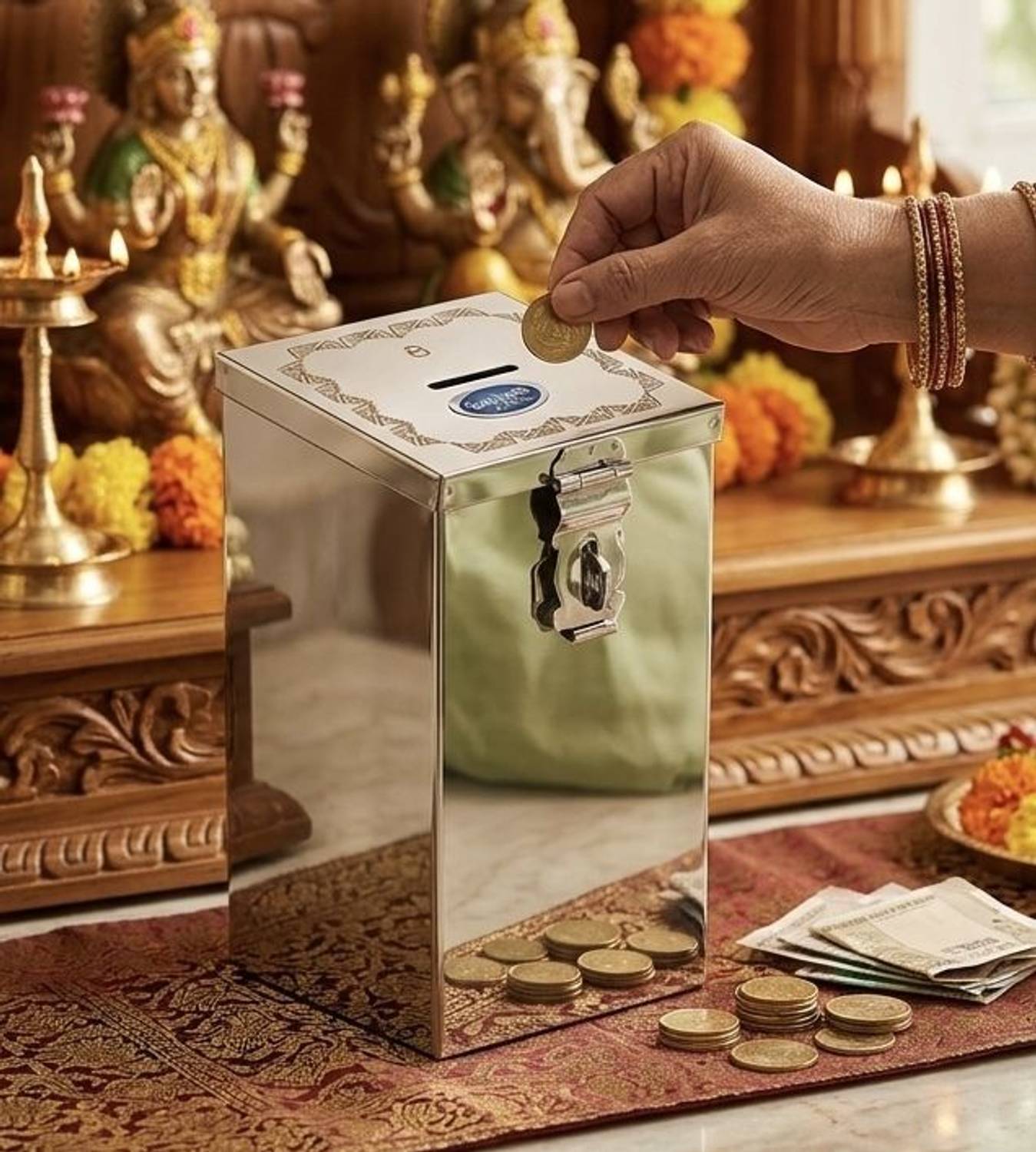KOKOLINE Stainless Steel Money Bank Piggy Banks Antique box Coin