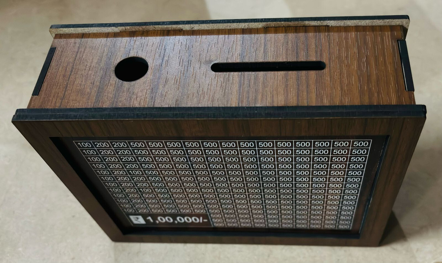 Image of HOOTZILLA Piggy Bank, Money Bank Savings Plan Wooden Money Box with Counter Rs 100000 Coin Bank