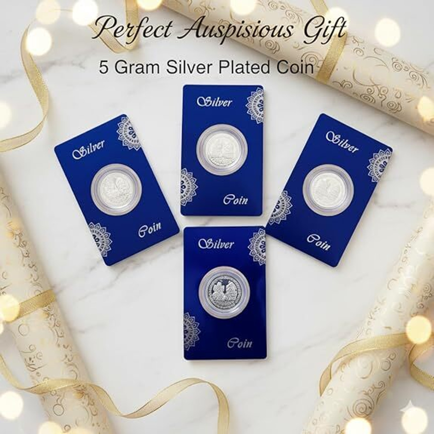 Image of RELBEES Pure silver plated laxmi ganesh coin 5G pack of 5 Modern Coin Collection