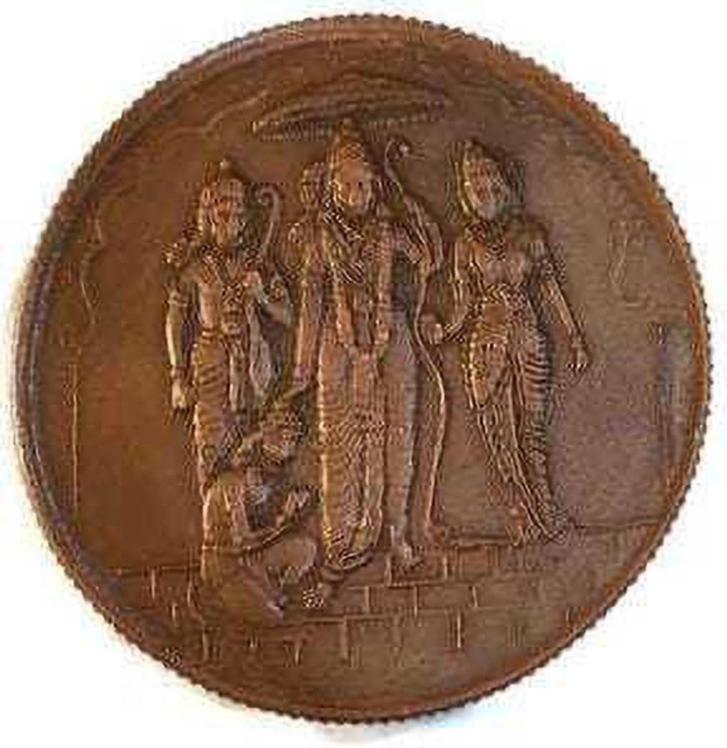 NUMISTENT VINTAGE POOJA RAM DARBAR COPPER TOKEN FOR WORKSHIP AND