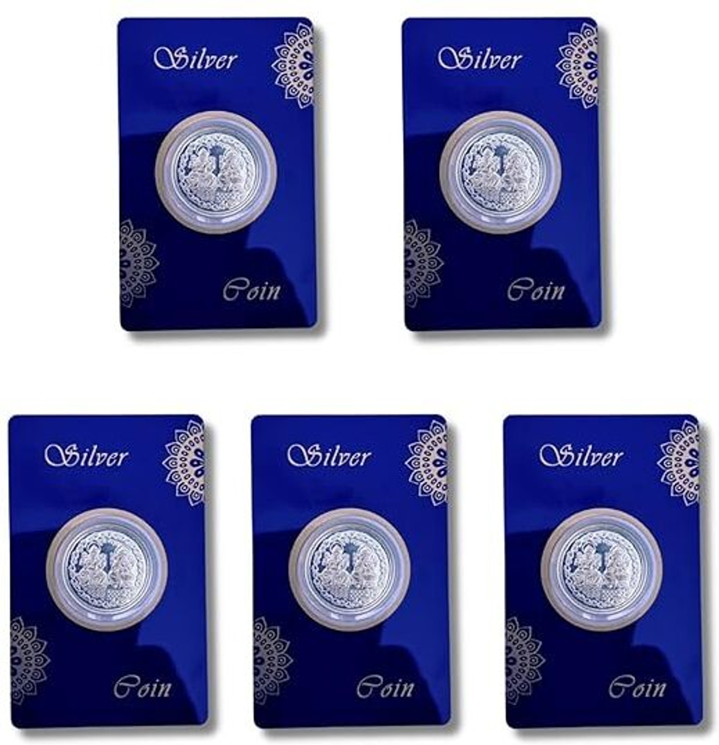 Image of RELBEES Pure silver plated laxmi ganesh coin 5G pack of 5 Modern Coin Collection