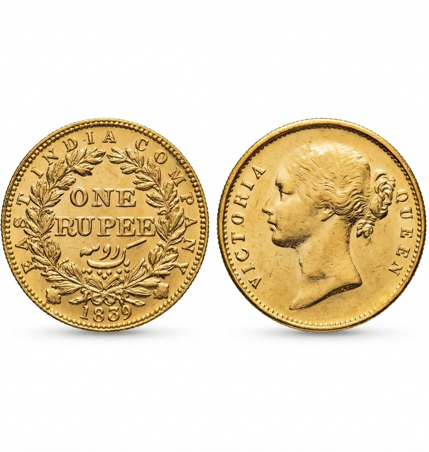 TryOnline 1 Rupee 1839 Victoria, British India Gold-plated Fantasy