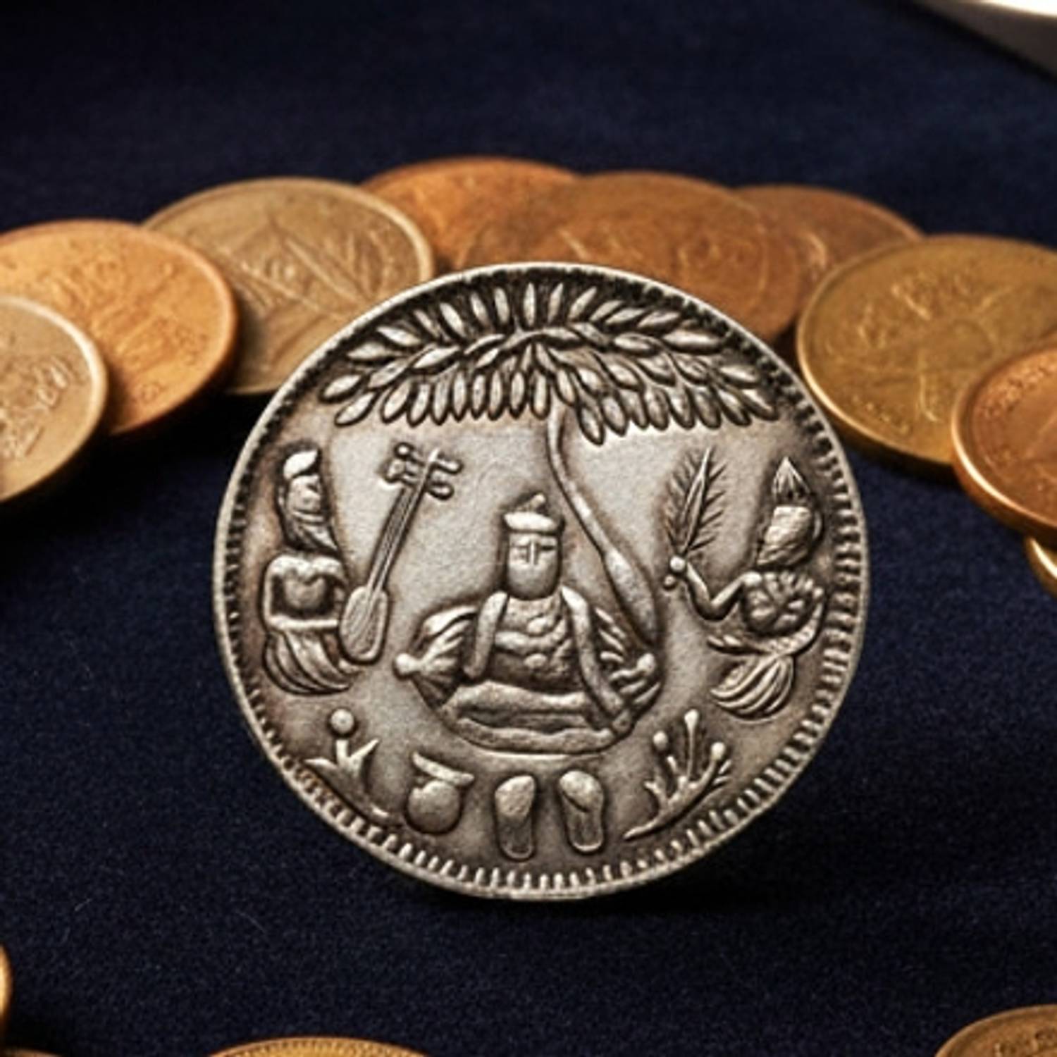 最終値下げ‼️希少・華麗‼️縁起物‼️和風衝立　アンティーク　レトロ newway Sat Kartar 1804 old Sikh Token Ancient India Collecting