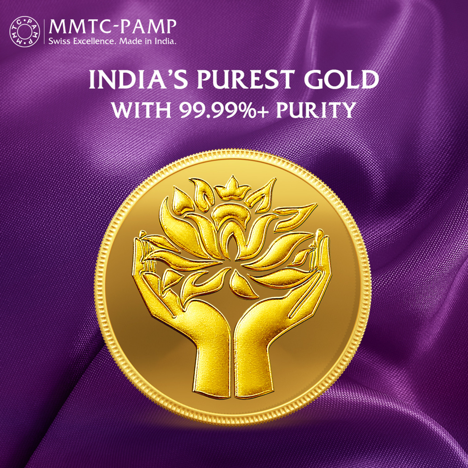 Image of MMTC-PAMP India Pvt Ltd Lotus 24 (9999) K 0.5 g Yellow Gold Coin