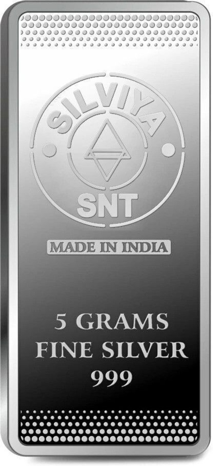 Image of SILVIYA BIS Hallmarked Banyan Tree 999 Pure Silver Coin Bar Shape 5 Gm S 999 5 g Silver Bar