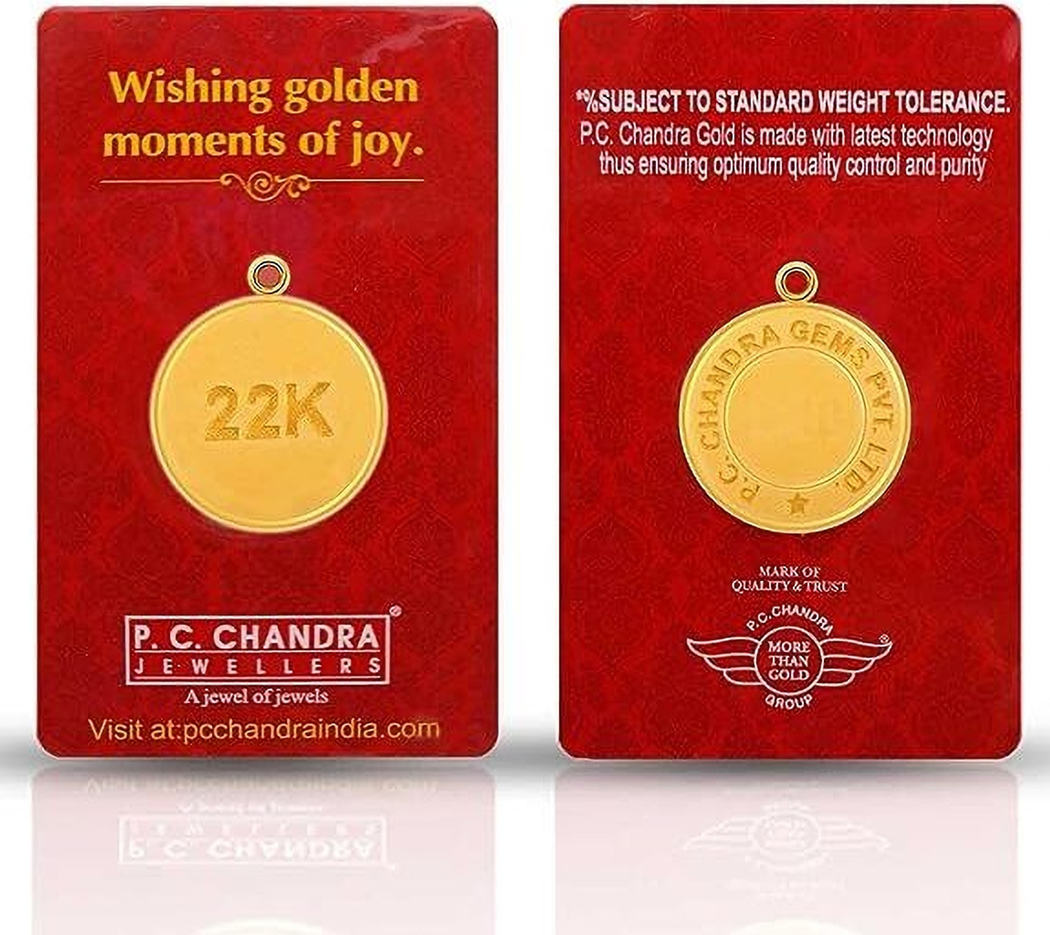 Image of PC Chandra Jewellers Cum Pendant 22 (916.7) K 1 g Gold Coin