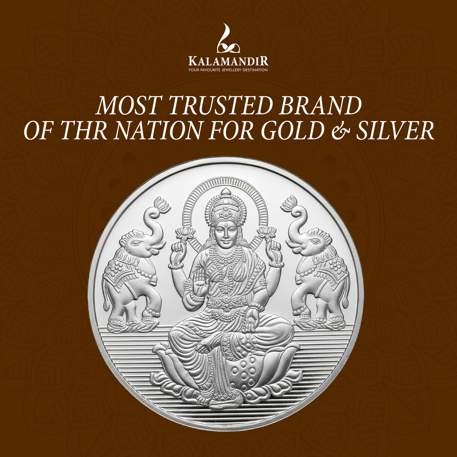 Image of Kalamandir Silver Coin Lakshmiji 500-gm | Round Traditional Puja Collectible S 999 500 g Silver Coin