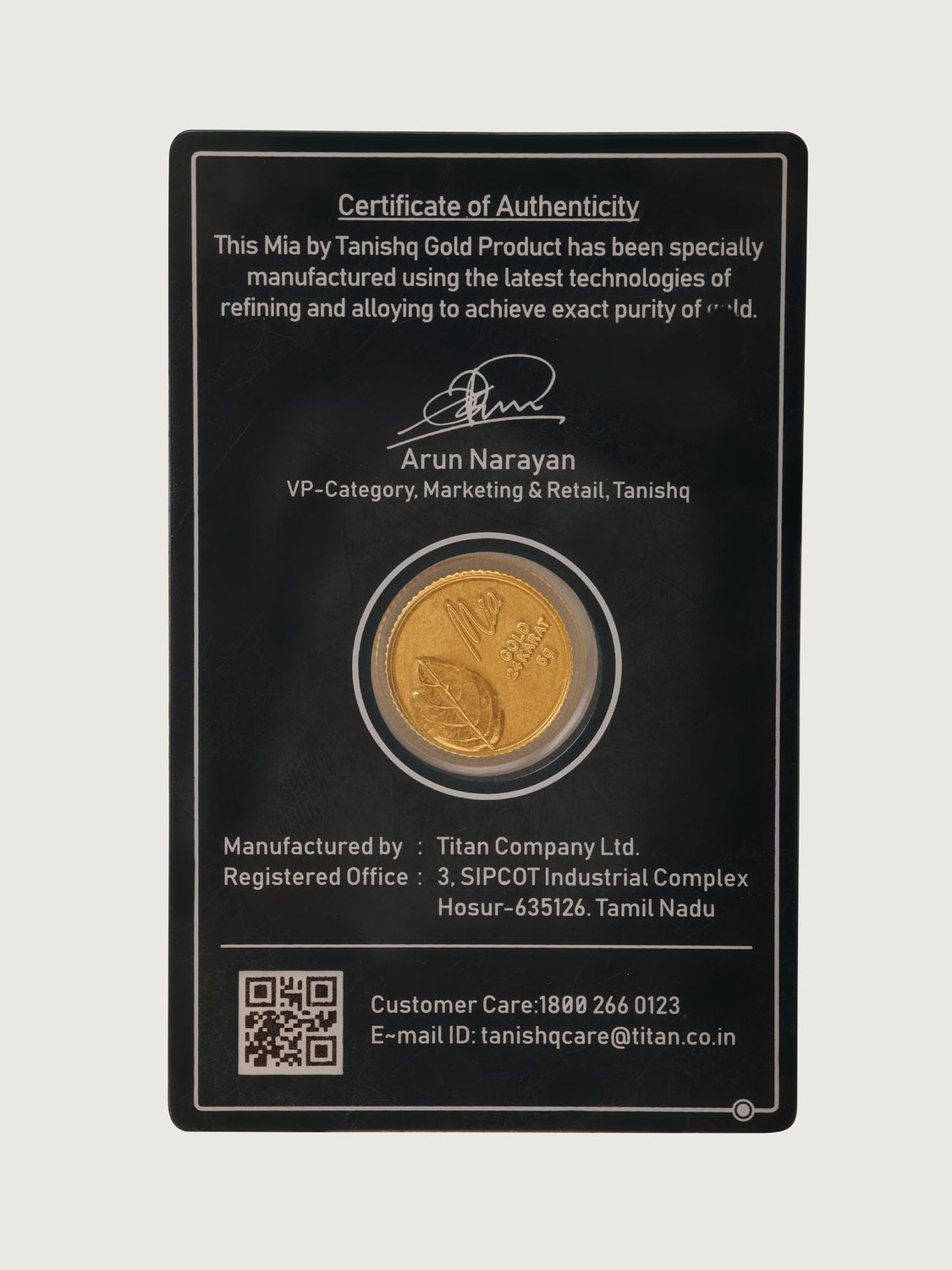 Image of Mia by Tanishq Mia by Tanishq Tulsi Leaf 24k (999) 5gm Gold Coin 24 (999) K 5 g Gold Coin