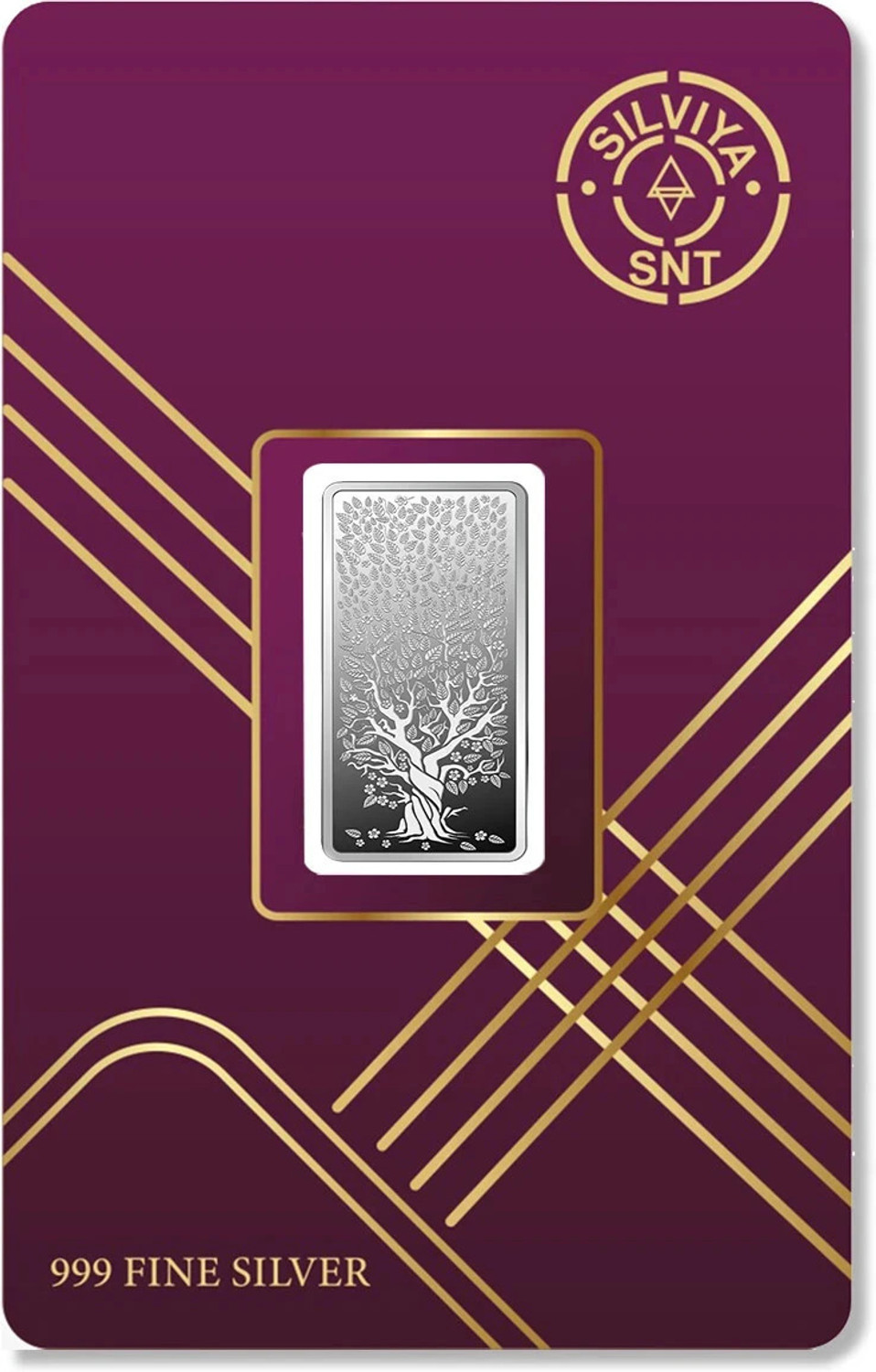 Image of SILVIYA Banyan Tree 999 Pure Silver Bar Shape Coin 2 Gm S 999 2 g Silver Bar
