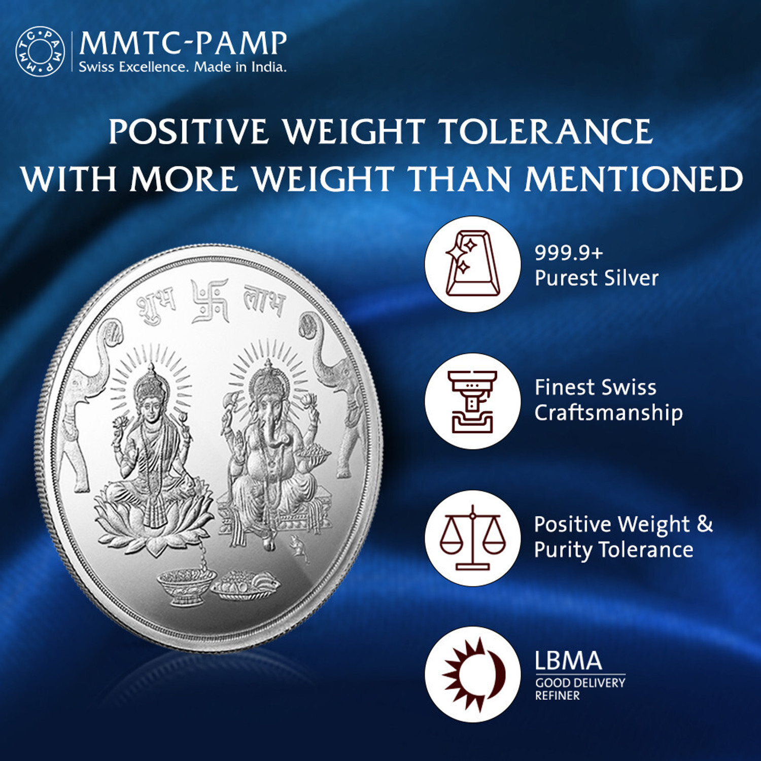 Image of MMTC-PAMP India Pvt Ltd Lakshmi Ganesh S 9999 10 g Silver Coin