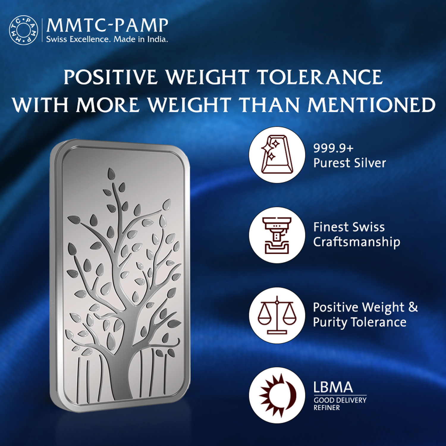 Image of MMTC-PAMP India Pvt Ltd Banyan Tree S 9999 100 g Silver Bar