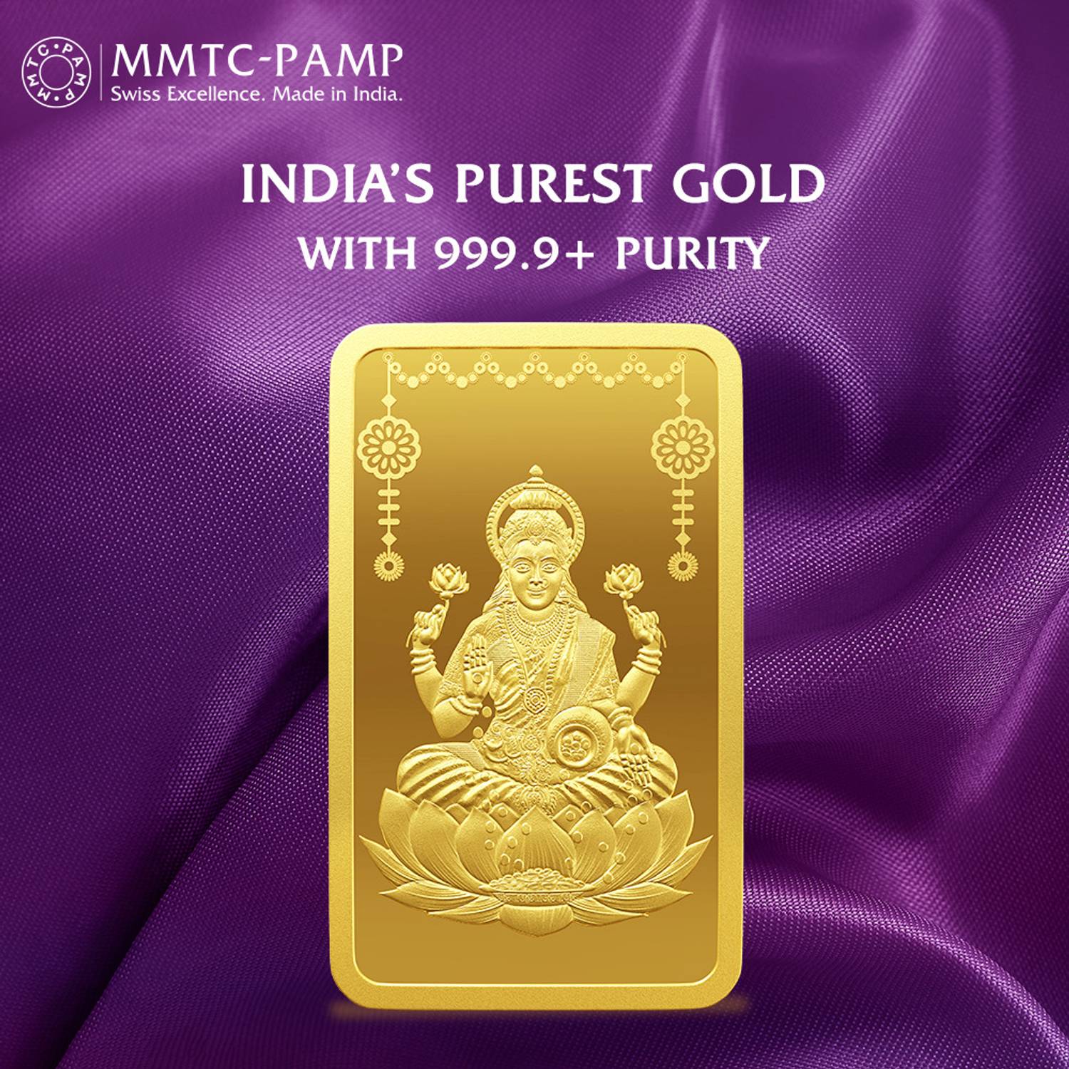 MMTC-PAMP India Pvt Ltd Lakshmi 24 (9999) K 10 g Yellow Gold Bar