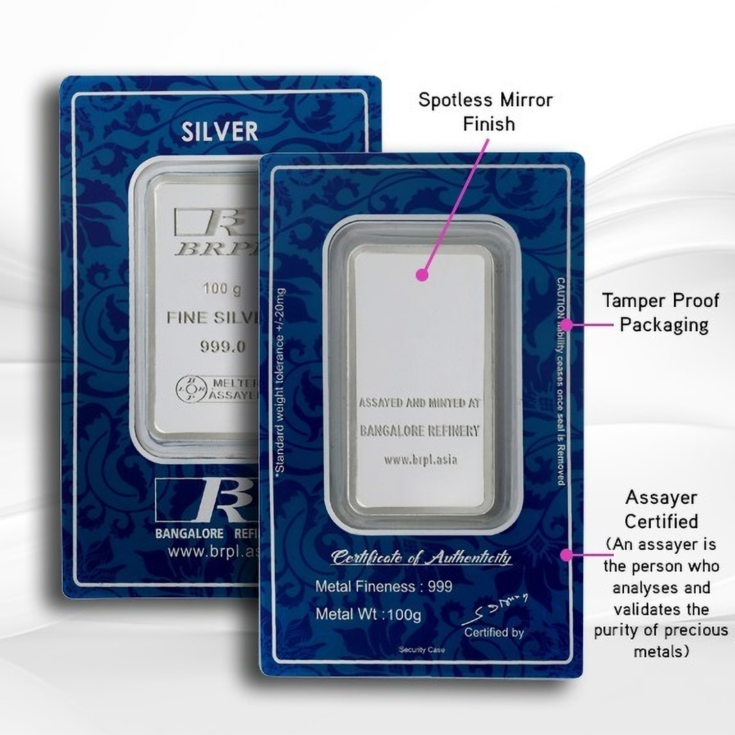 Image of Bangalore Refinery Brpl 50 Gram Silver Bar S 999 50 g Silver Bar