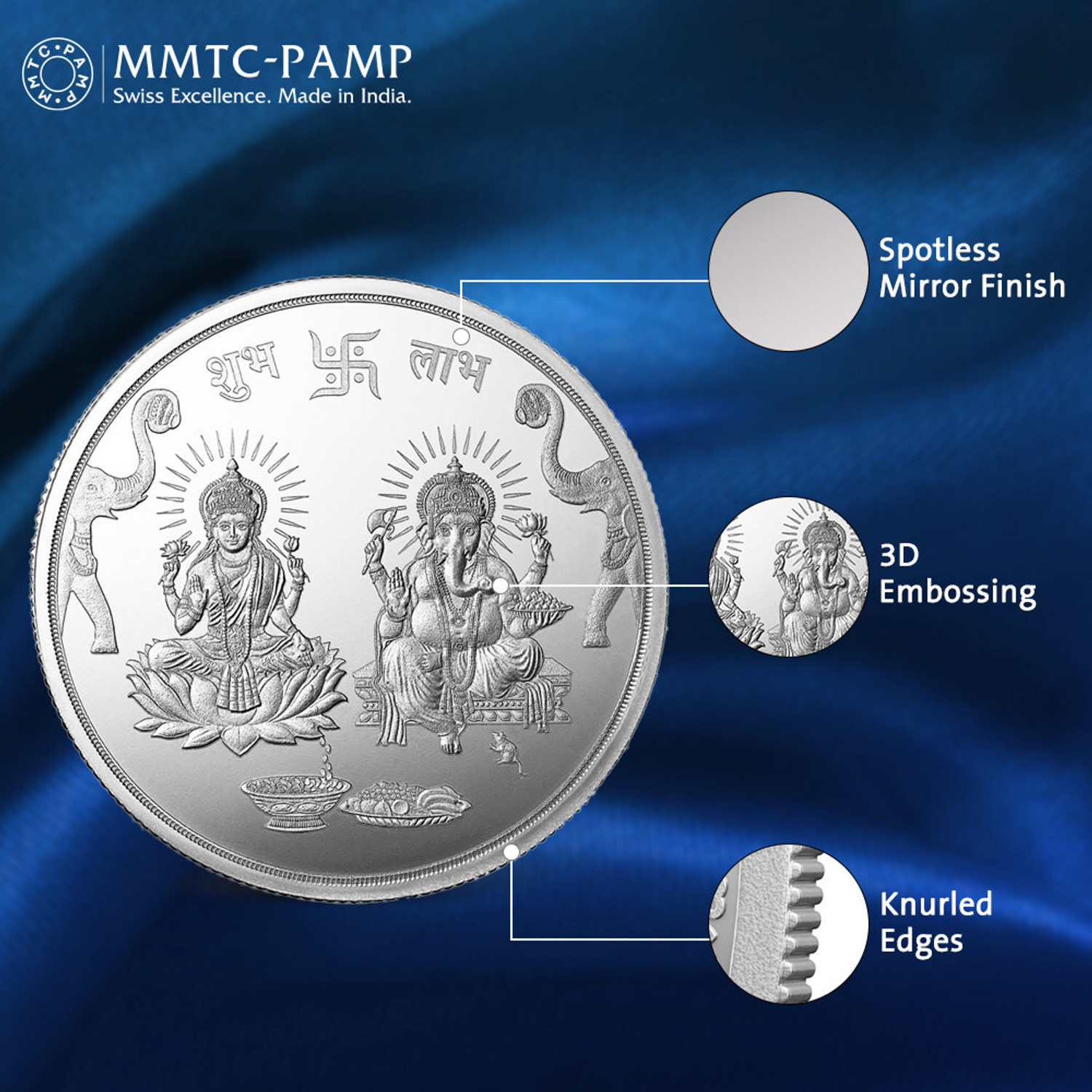 Image of MMTC-PAMP India Pvt Ltd Lakshmi Ganesh S 9999 10 g Silver Coin