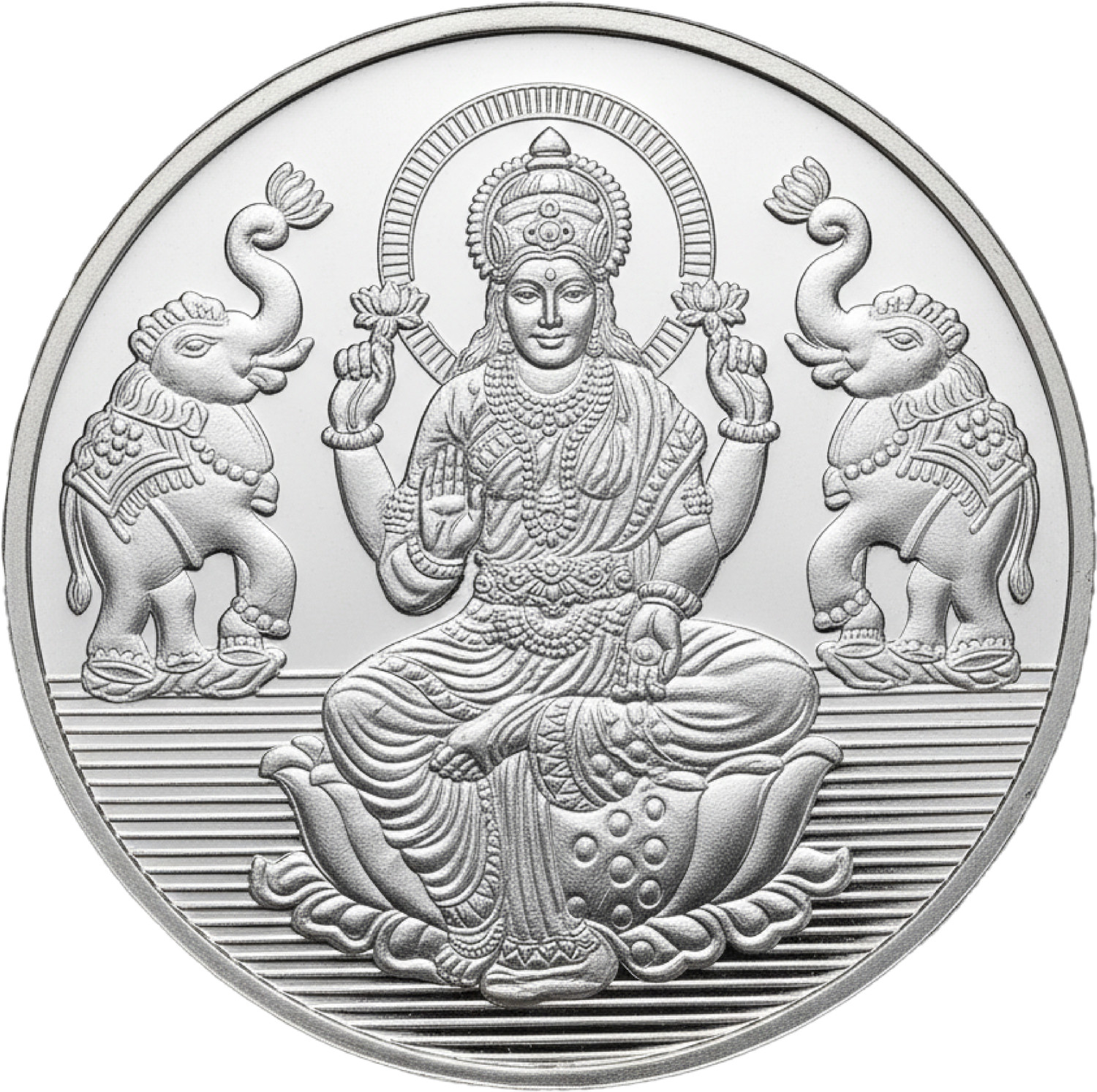 Image of Kalamandir Silver Coin Lakshmiji 500-gm | Round Traditional Puja Collectible S 999 500 g Silver Coin