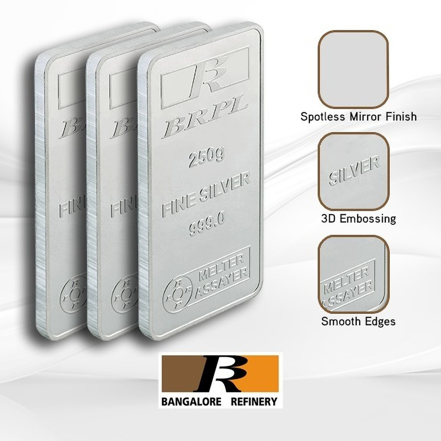Image of Bangalore Refinery Brpl 50 Gram Silver Bar S 999 50 g Silver Bar