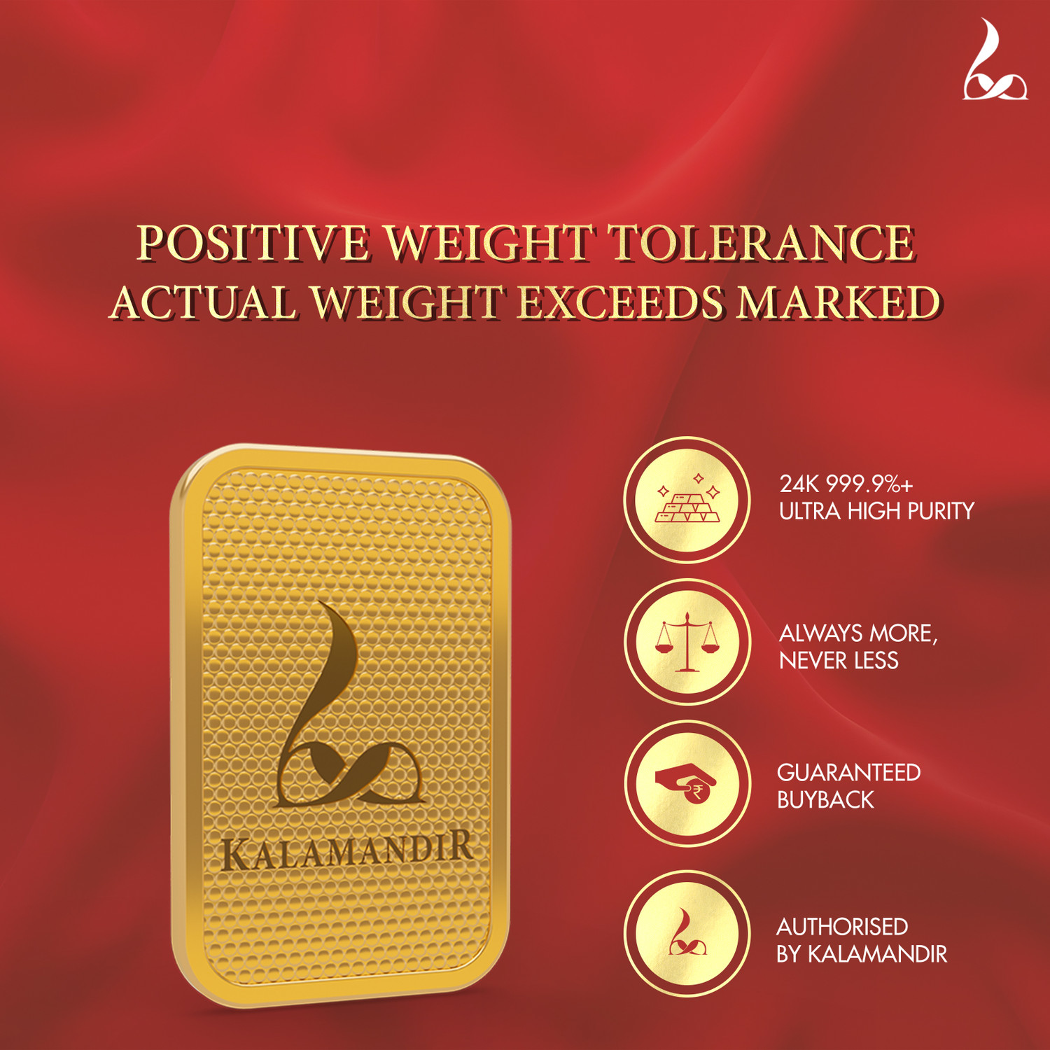Image of Kalamandir 2 gm 999 Fine Gold Bar | 24K Pure Gold Investment Bar for Gifting & Collection 24 (999) K 2 g Gold Bar