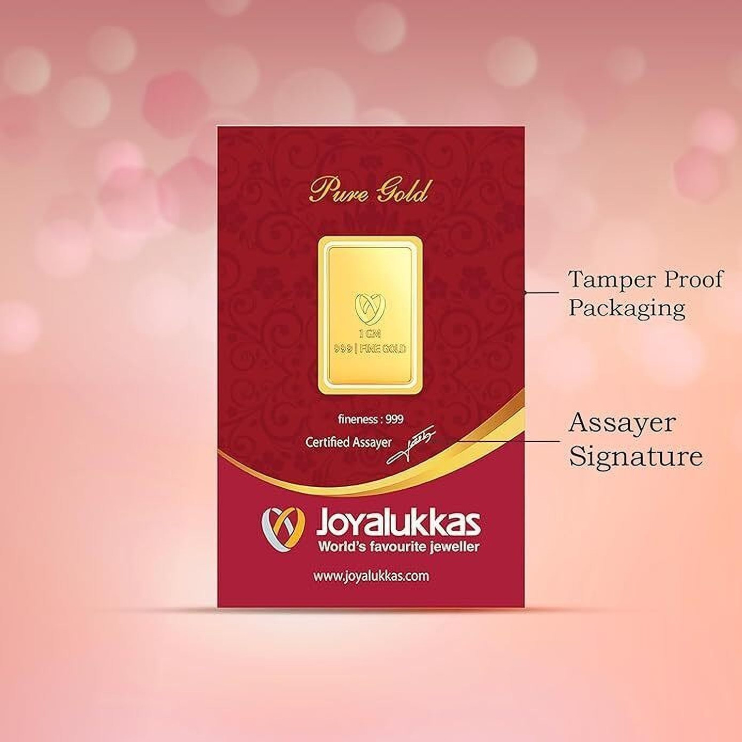 Image of Joyalukkas Goddess Lakshmi 24 (999) K 1 g Gold Bar