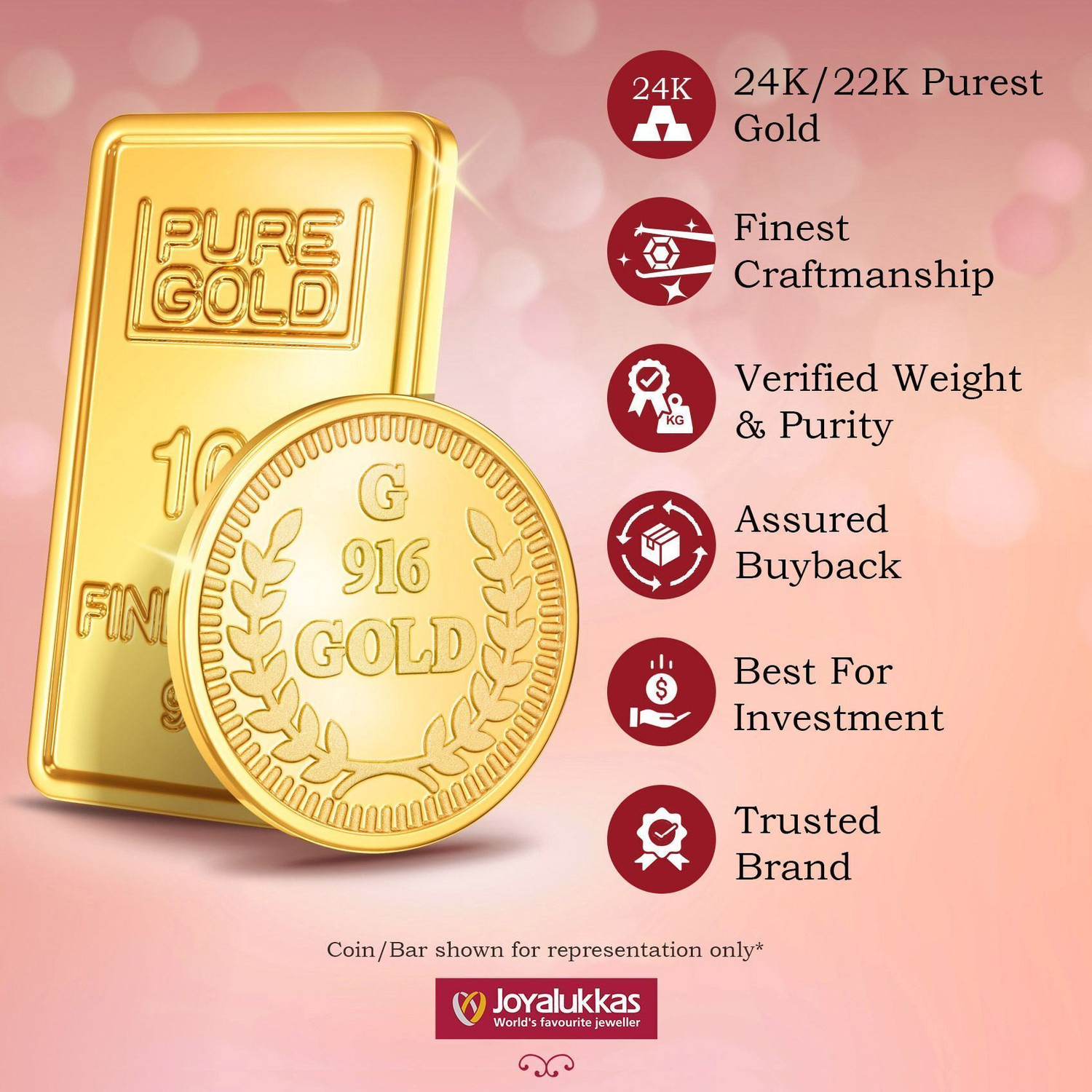 Image of Joyalukkas Flower 24 (999) K 5 g Gold Bar
