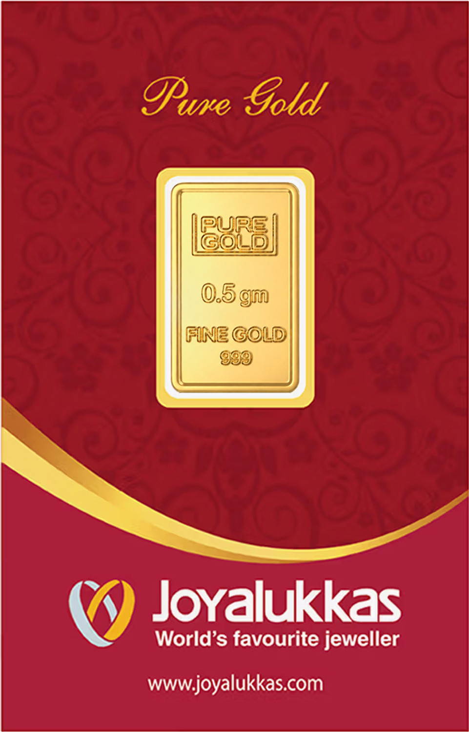 Image of Joyalukkas Flower Design 24 (999) K 0.5 g Yellow Gold Bar