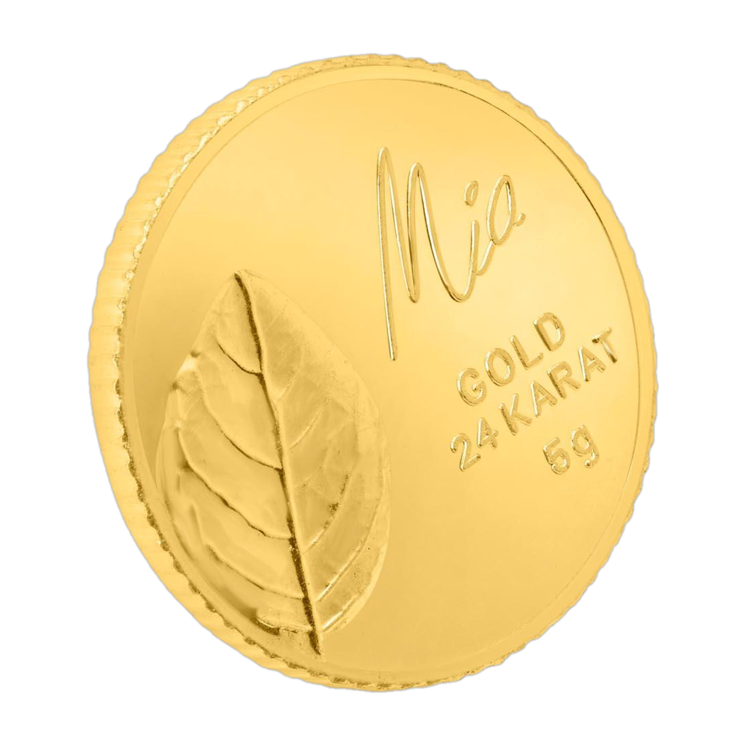 Image of Mia by Tanishq Mia by Tanishq Tulsi Leaf 24k (999) 5gm Gold Coin 24 (999) K 5 g Gold Coin