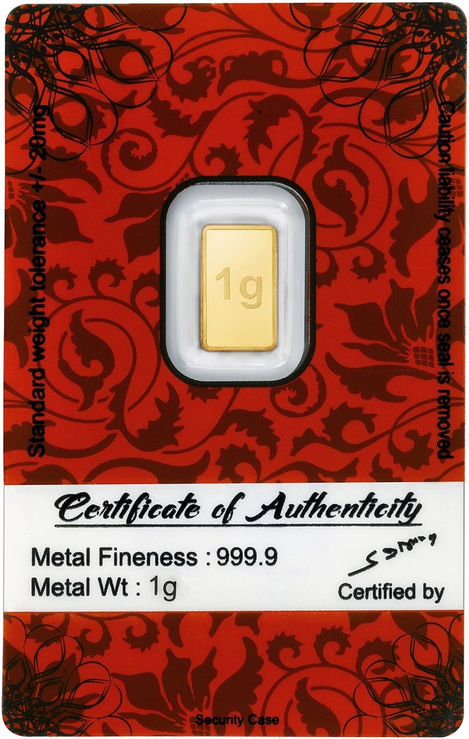 Bangalore 1g 24k Gold Bar - Image 3