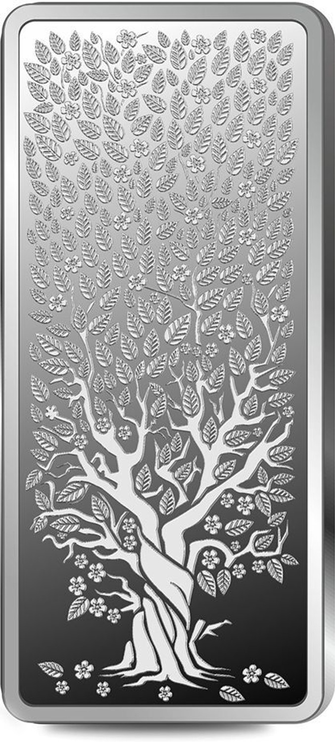 Image of SILVIYA BIS Hallmarked Banyan Tree 999 Pure Silver Coin Bar Shape 20 Gm S 999 20 g Silver Bar