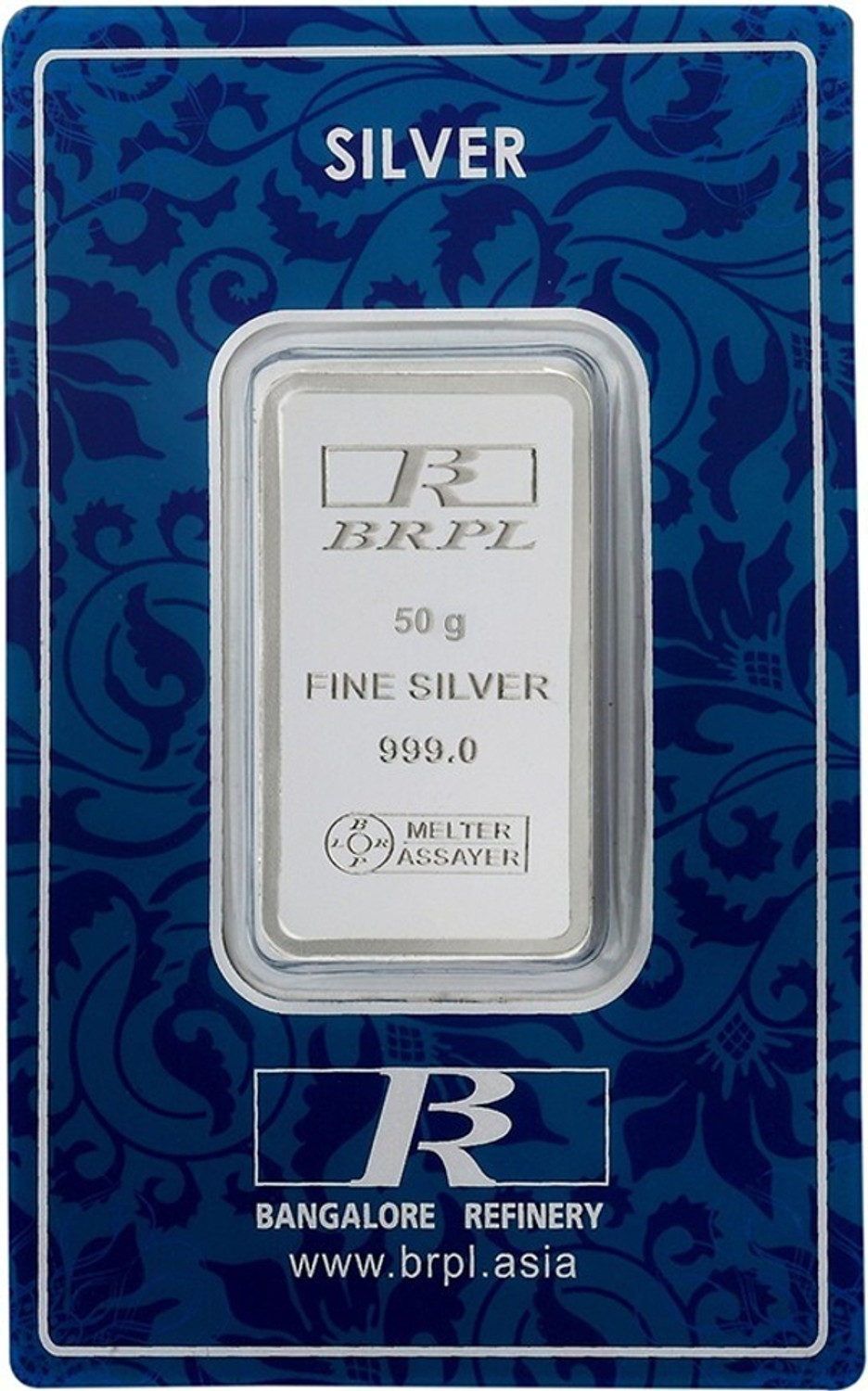 Image of Bangalore Refinery Brpl 50 Gram Silver Bar S 999 50 g Silver Bar