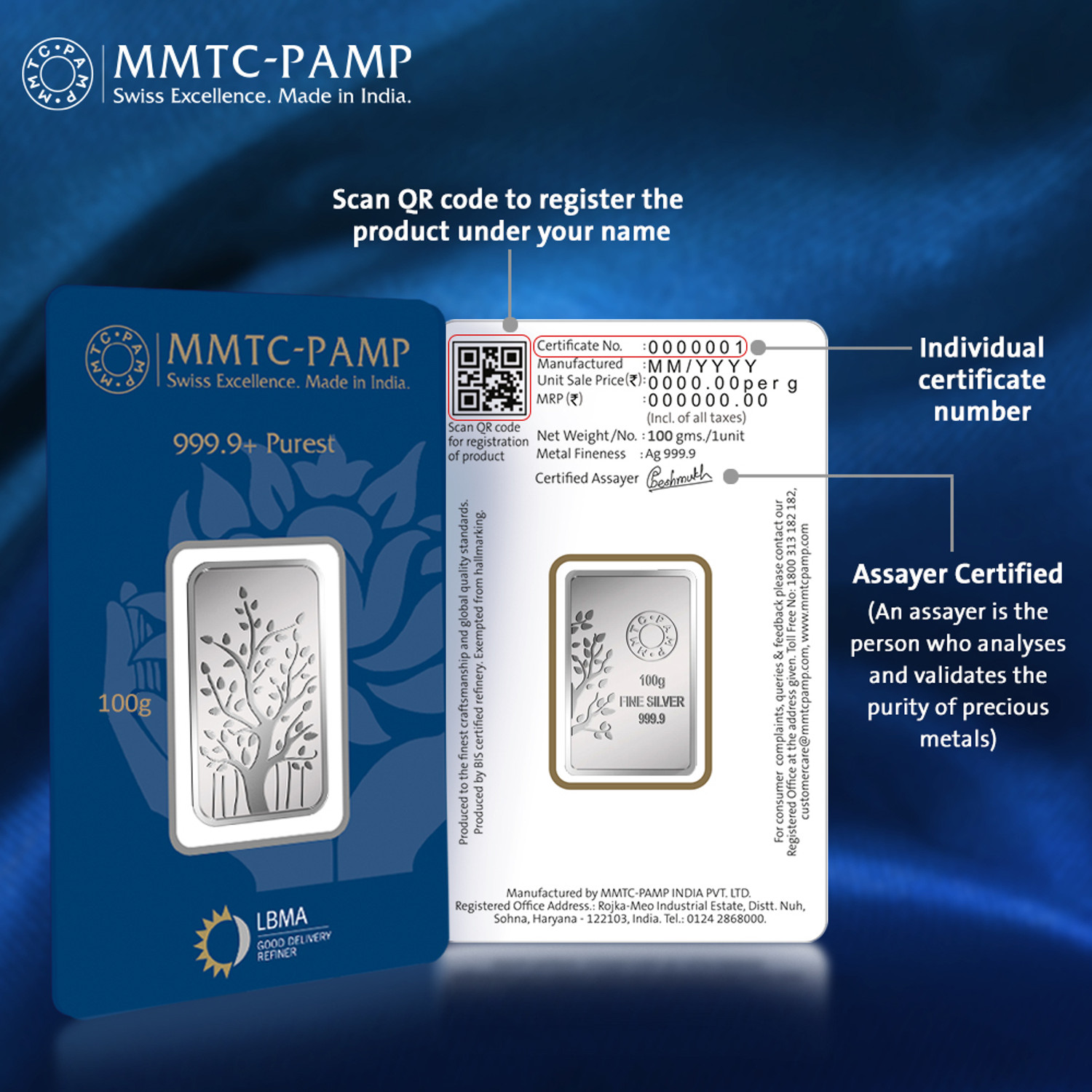 Image of MMTC-PAMP India Pvt Ltd Banyan Tree S 9999 100 g Silver Bar