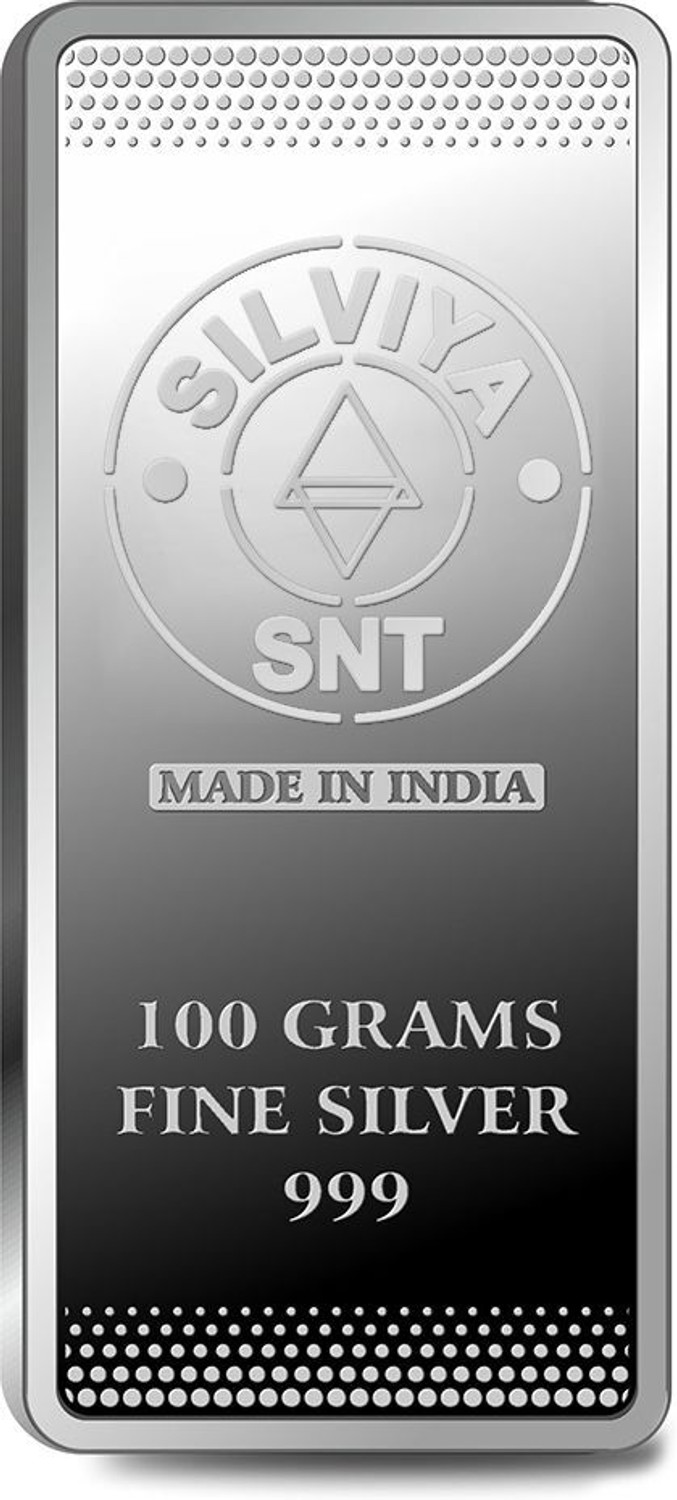 Image of SILVIYA BIS Hallmarked Banyan Tree 999 Pure Silver Coin Bar Shape 100 Gm S 999 100 g Silver Bar