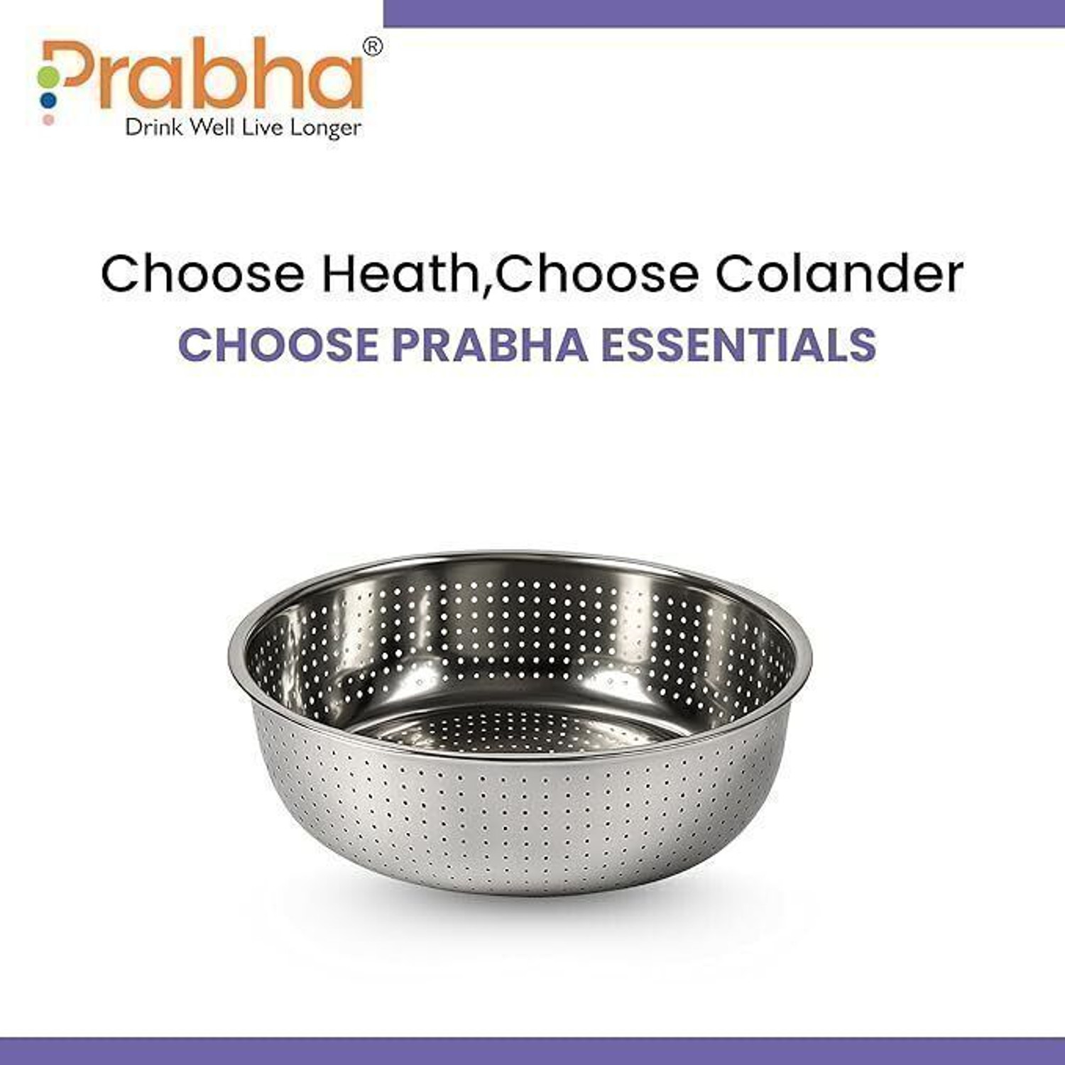 Image of PRABHA Stainless Steel Chinese Colander for Washing Rice, Fruits, Vegetables Collapsible Strainer