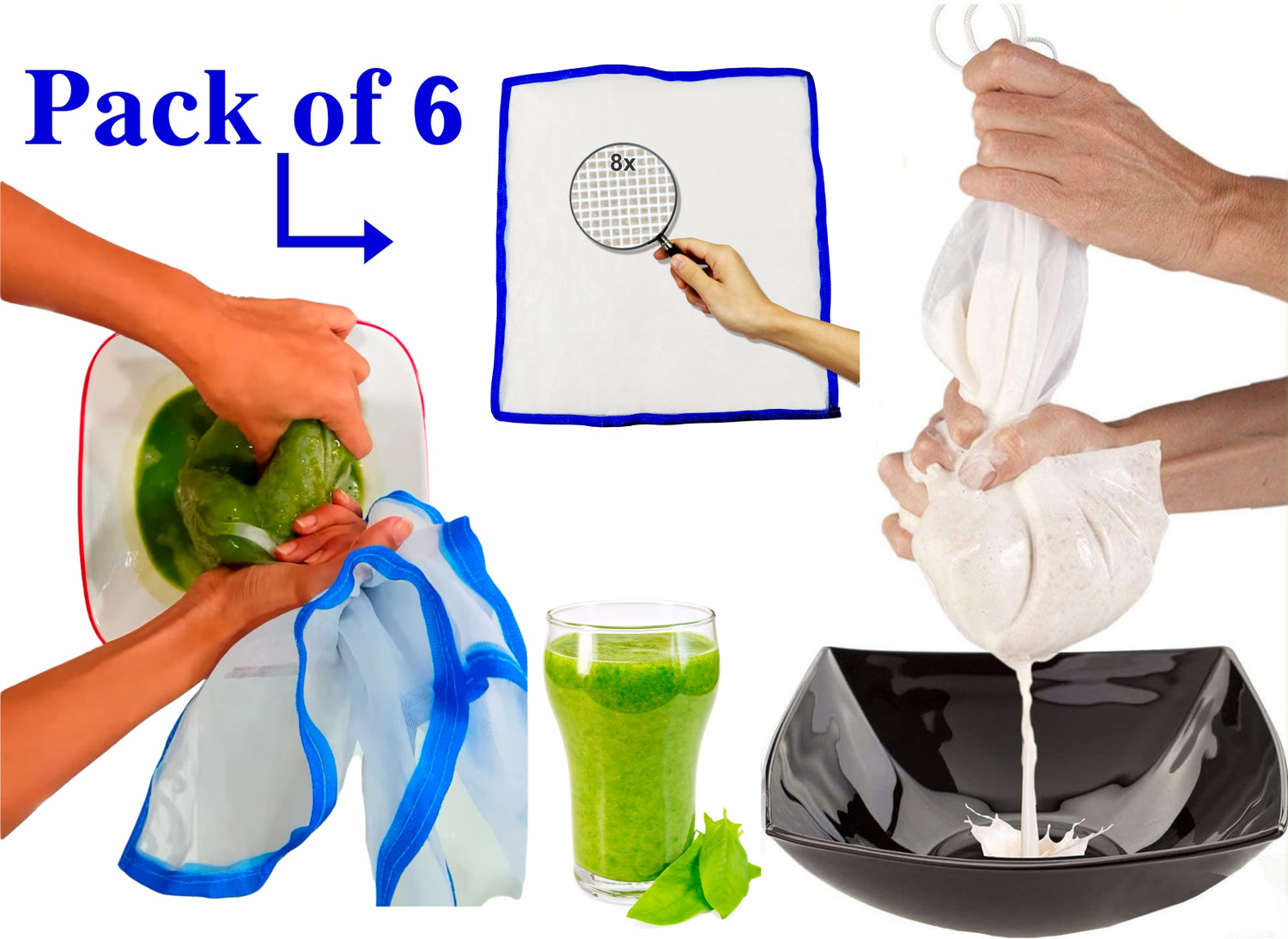 Image of SWASTHYA SARVADA Multipurpose Filter | Juice & Milk Strainer Mesh /net Collapsible Strainer