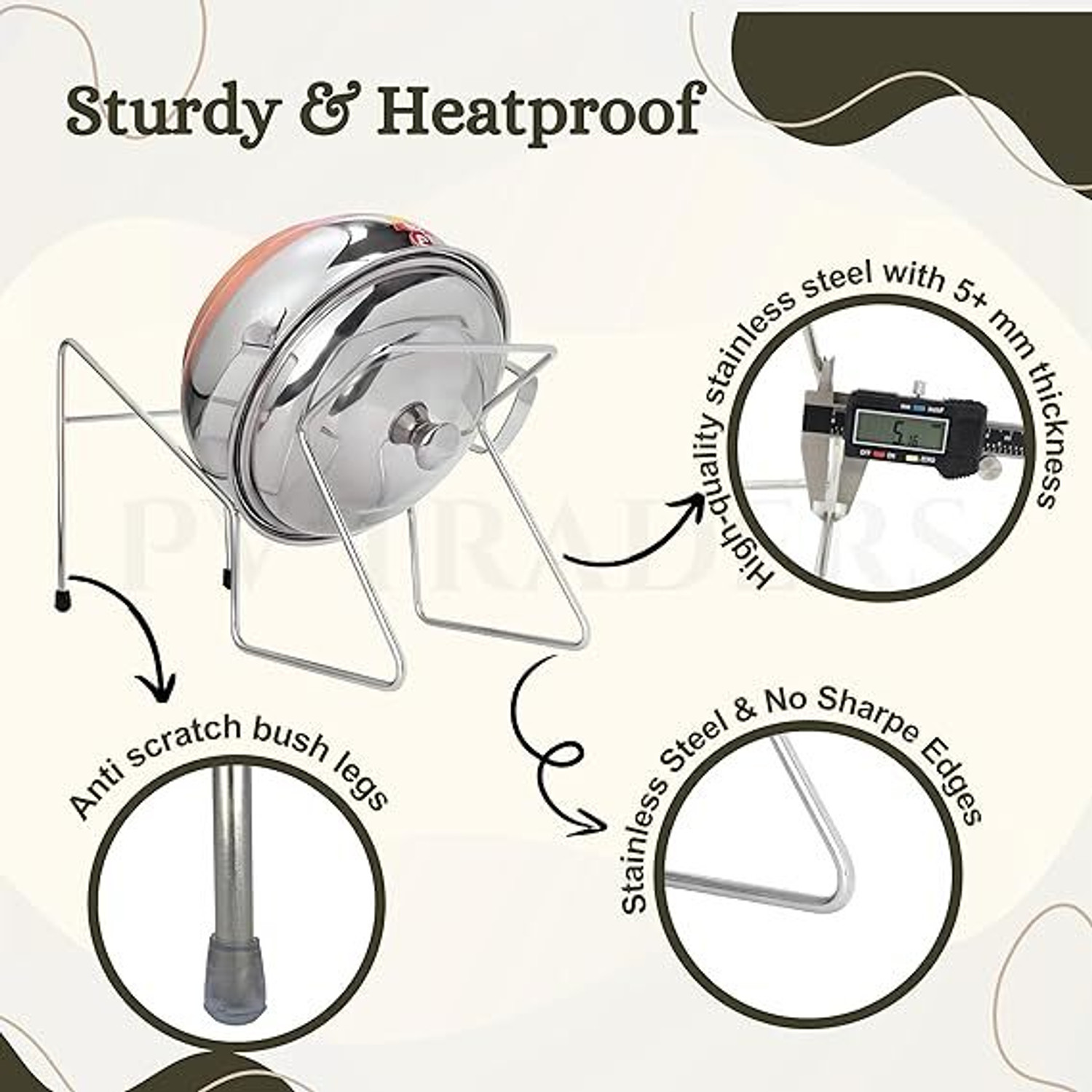 Image of JSS Handsfree Rice Pot Drainer Stand with Heat Resistant Silicon Mittens Colander