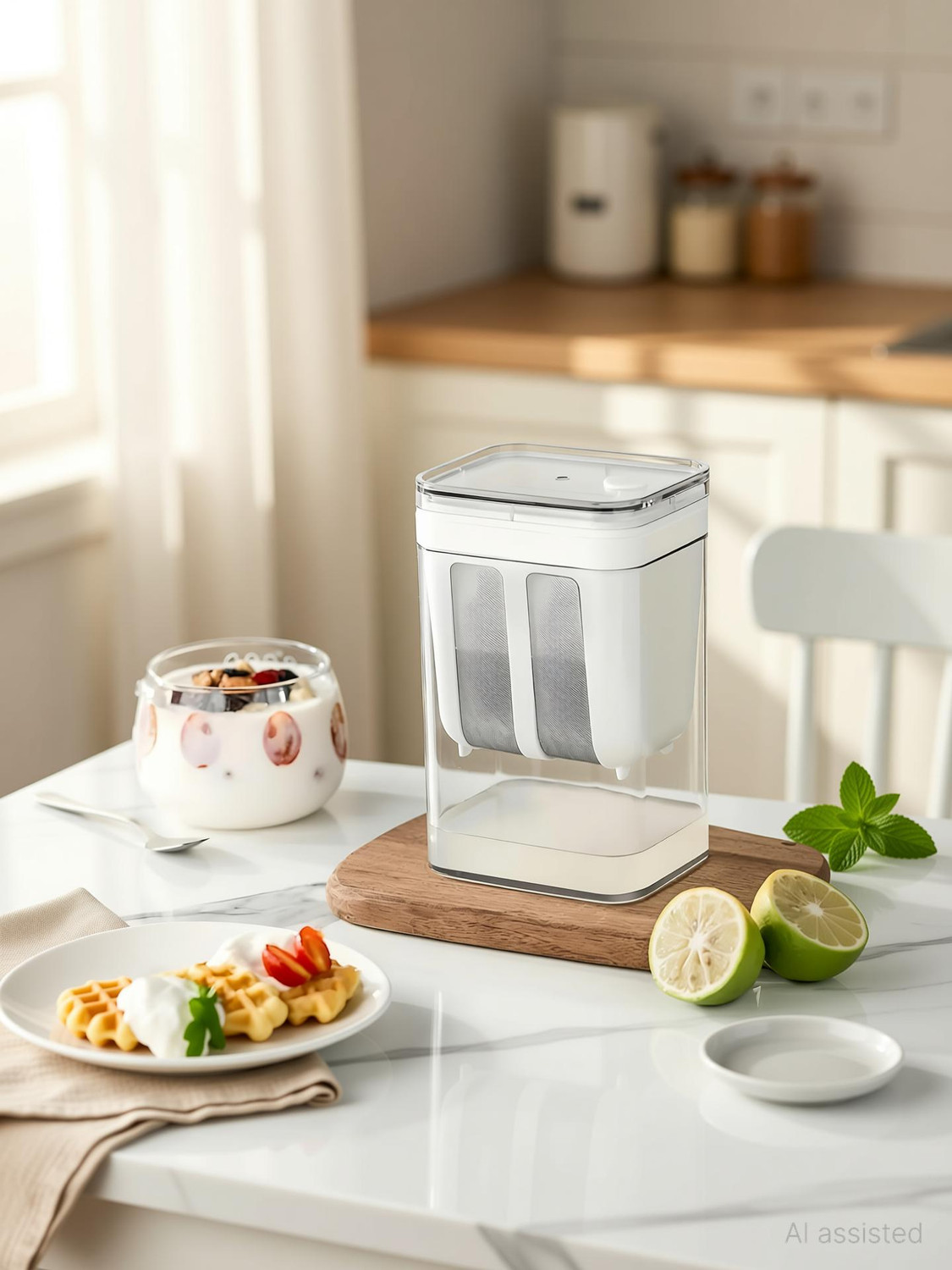 Image of Lixgen Hung Curd Strainer Box | Curd Maker and Greek Yogurt Maker - 1100ml Strainer
