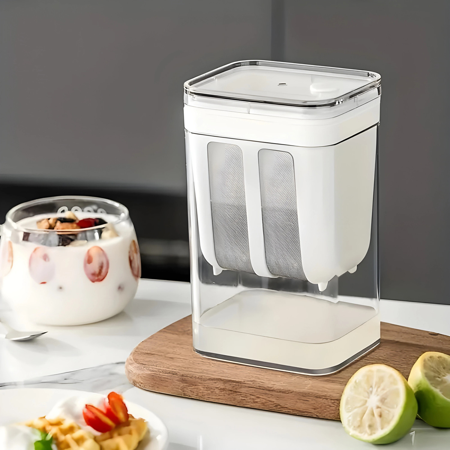 Image of Lixgen Hung Curd Strainer Box | Curd Maker and Greek Yogurt Maker - 1100ml Strainer