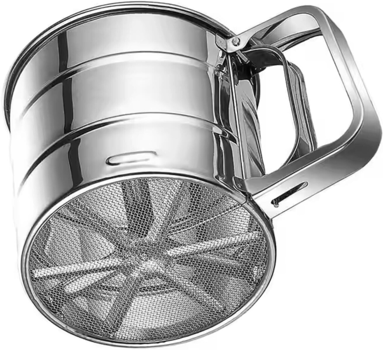 Image of sitsra Stainless Steel Flour Sifter for Baking - Hand Press Sieve Cup for Atta Strainer