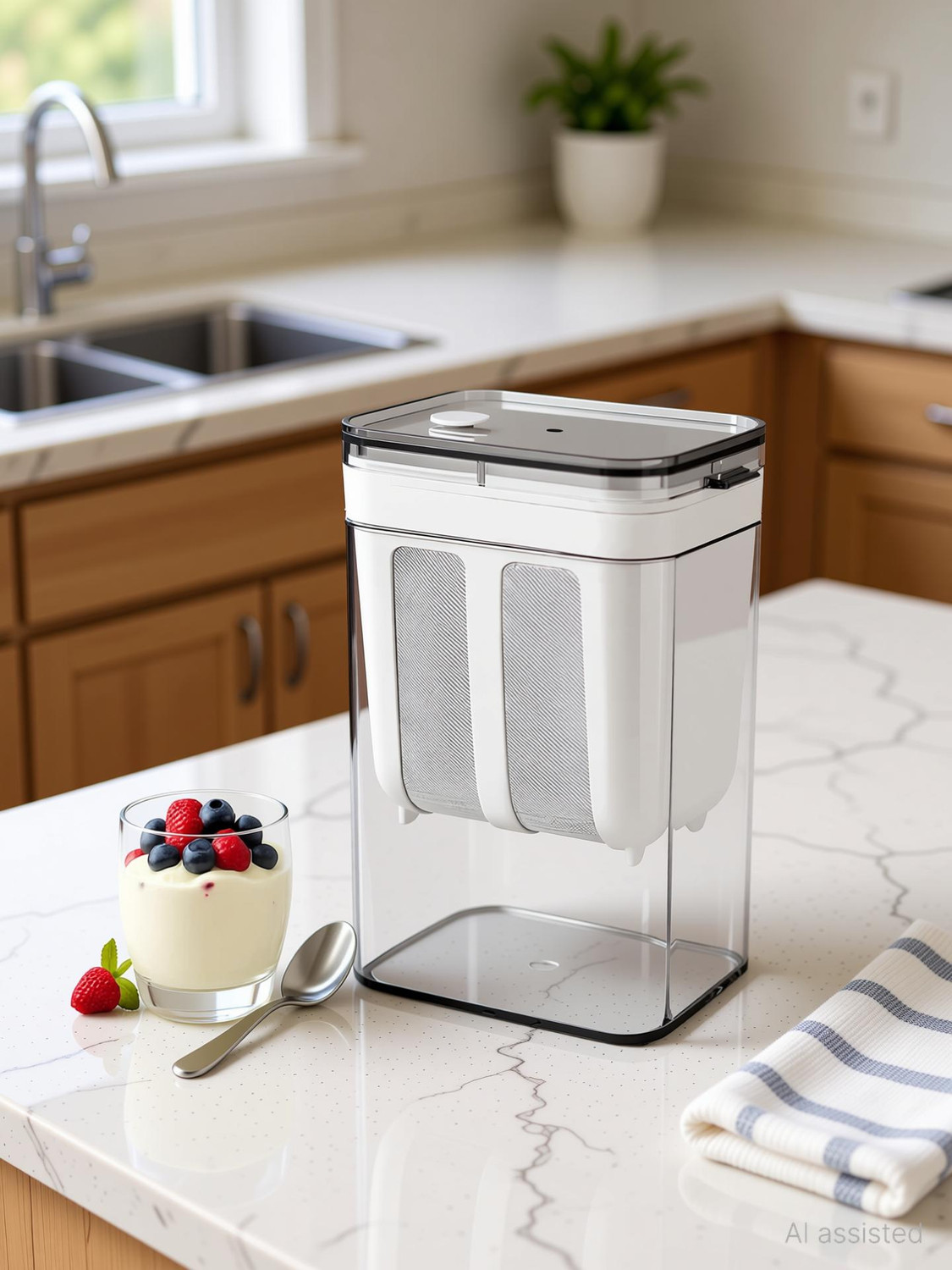 Image of HOMYZEN 1100 ML Yogurt Strainer & Hung Curd Maker | Multi-use curd Strainer Box Strainer