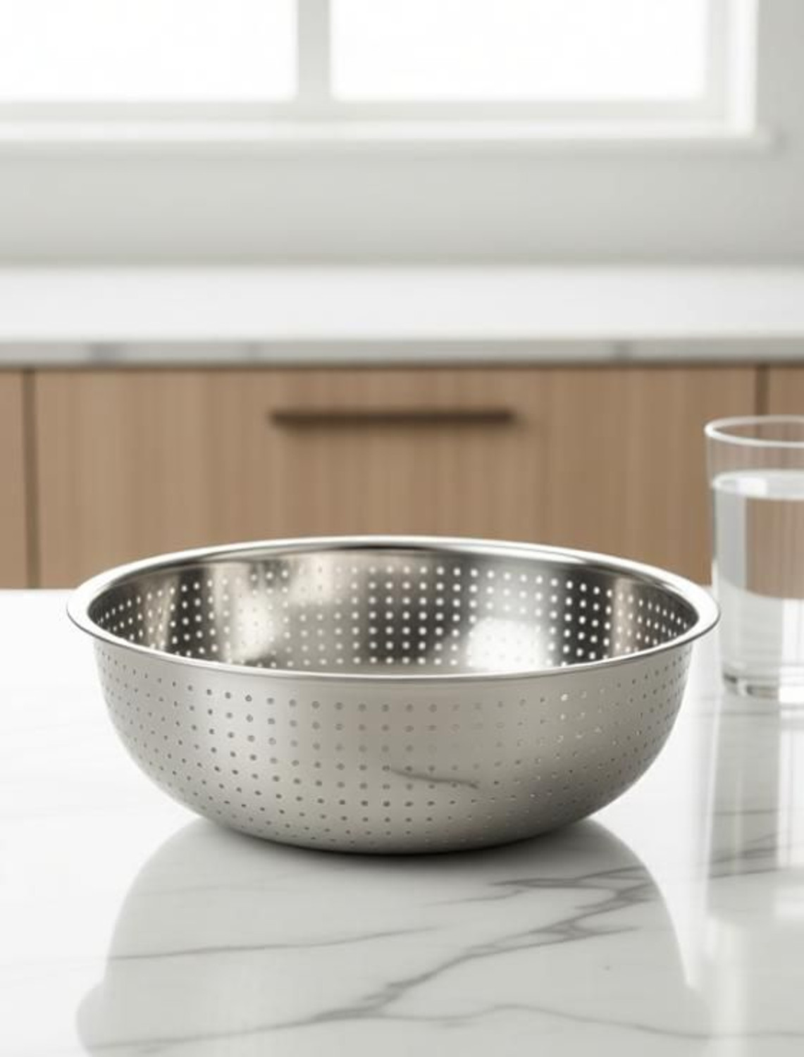 Image of PRABHA Stainless Steel Chinese Colander for Washing Rice, Fruits, Vegetables Collapsible Strainer