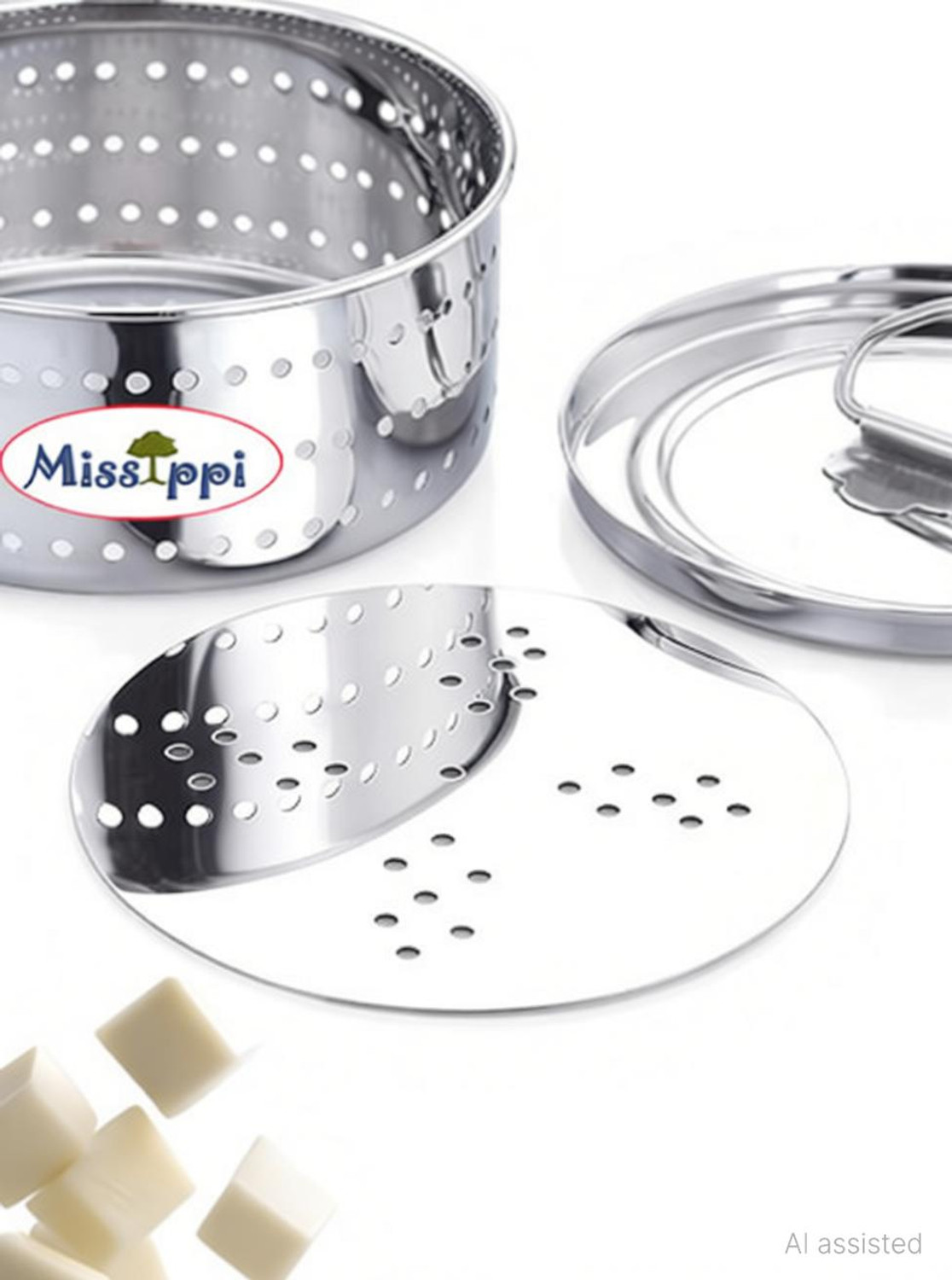 Image of MISSIPPI Stainless Steel Round Shape Indian Paneer /Tofu Press Mould Maker Collapsible Strainer