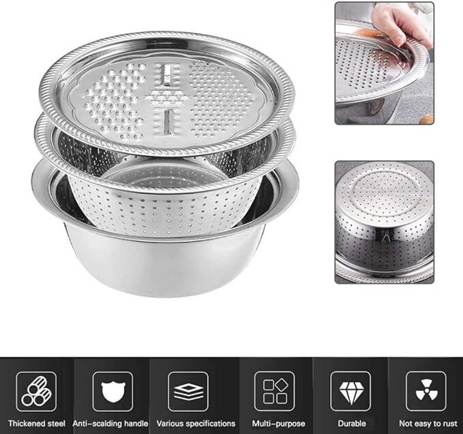 Image of SM MegaCart 3 in 1 Stainer Bowl Set Strainer