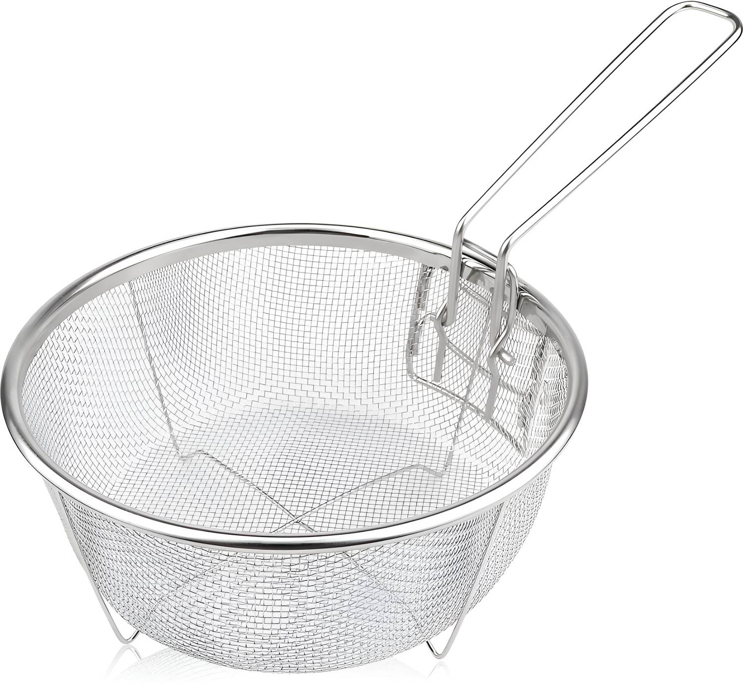 Alark Stainless Steel Deep Fry Basket Folding Handle Round Basket Strainer