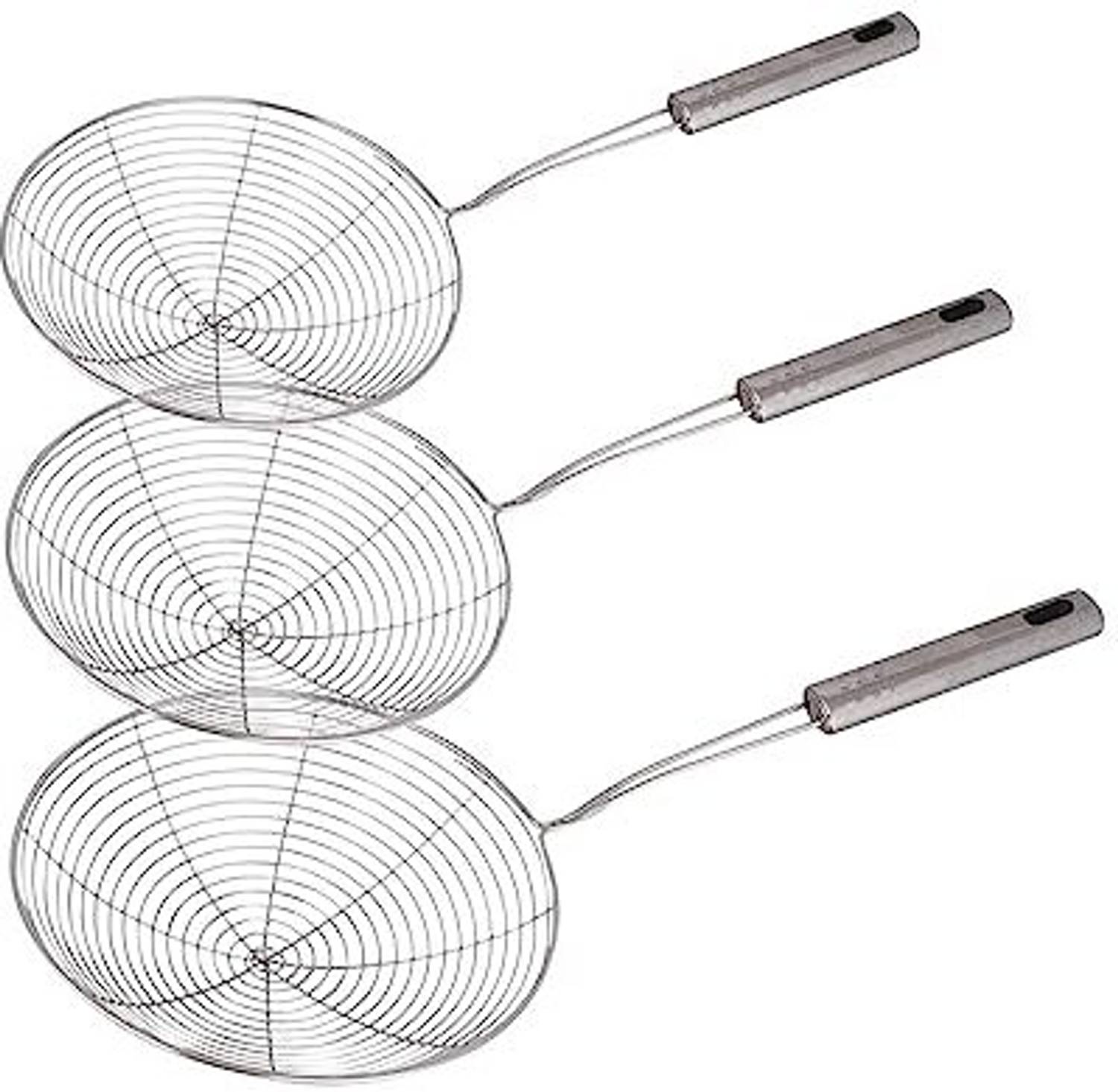 Aric Grade Handle Spoon Ladle for Pasta/Chips/French Fries (14 Cm 18CM and 18 cm) Collapsible Deep Frying Basket